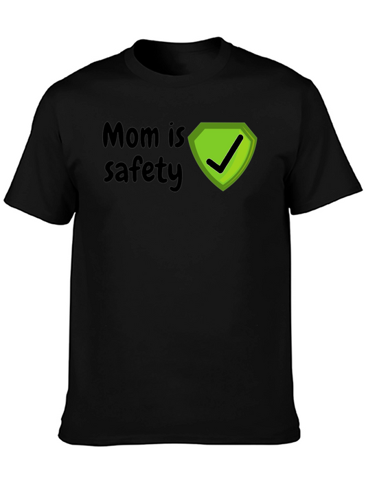 Mom is Safety Superhero T-Shirt - Black Cotton Tee