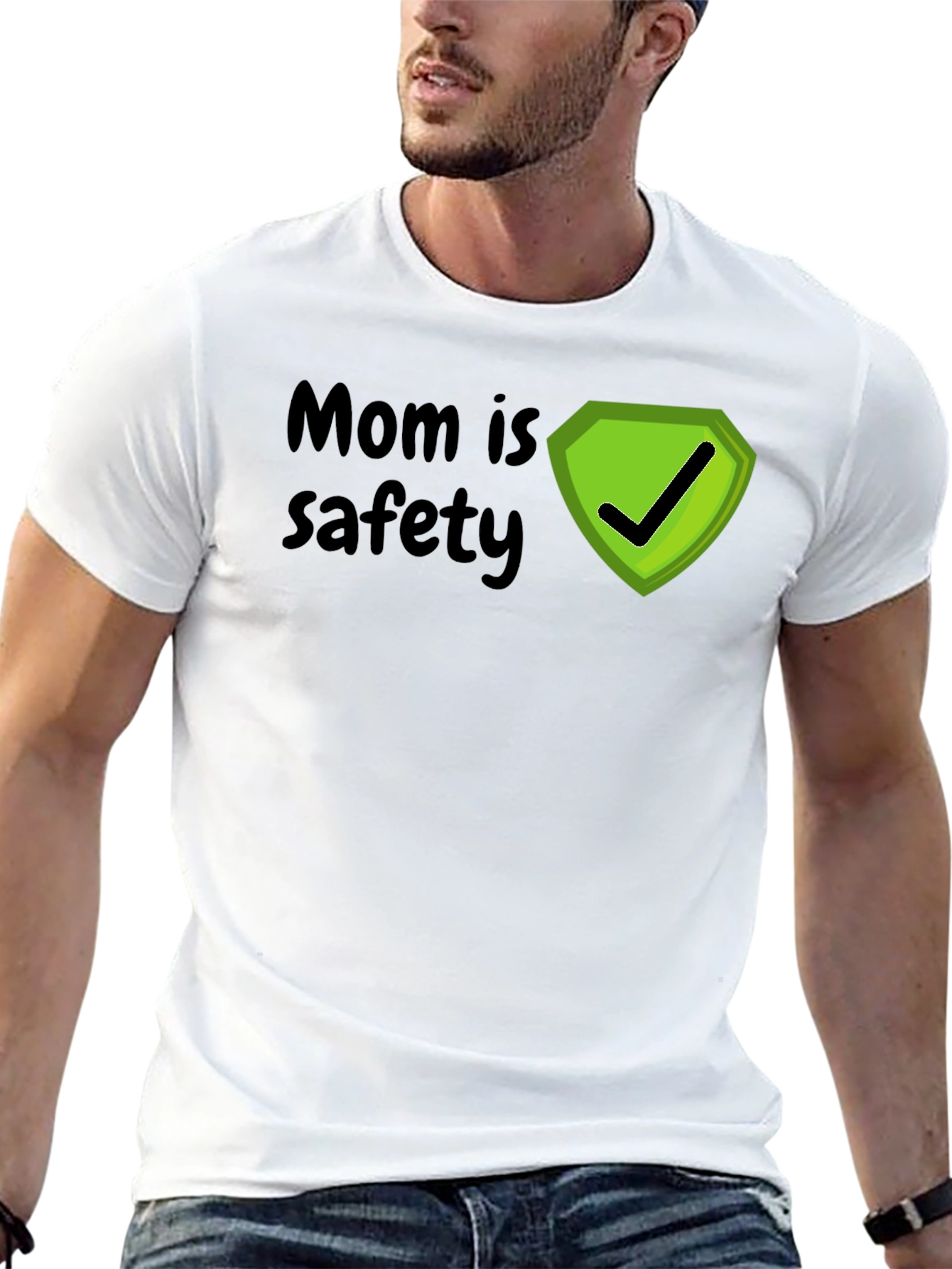 Mom is Safety Superhero T-Shirt - Black Cotton Tee