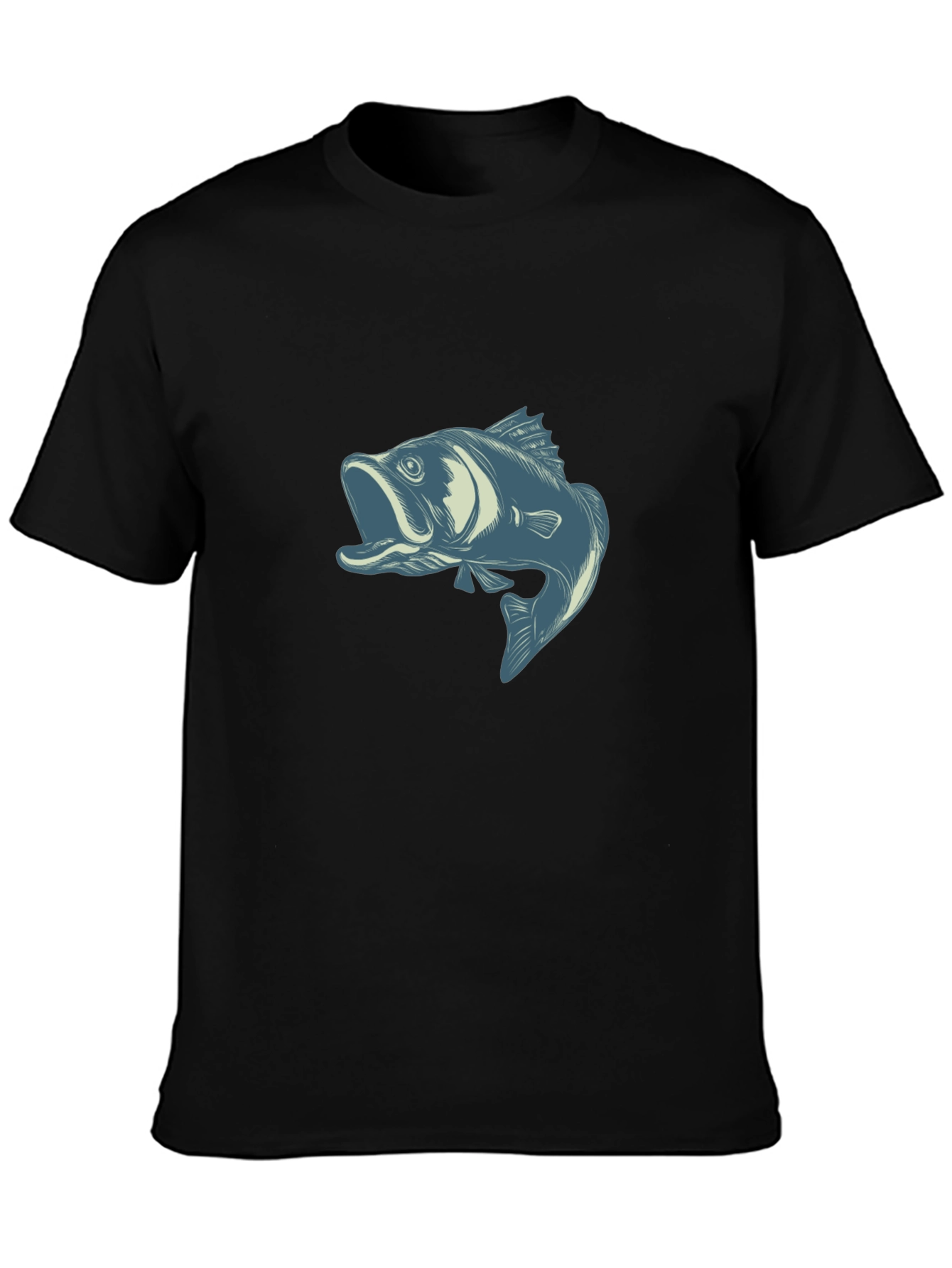 Mens Black T-Shirt with Angler Fish Graphic