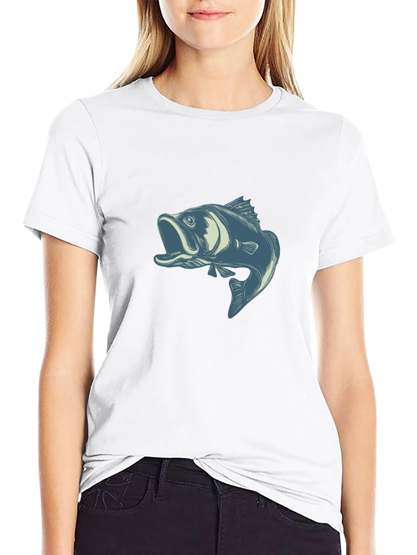 Mens Black T-Shirt with Angler Fish Graphic