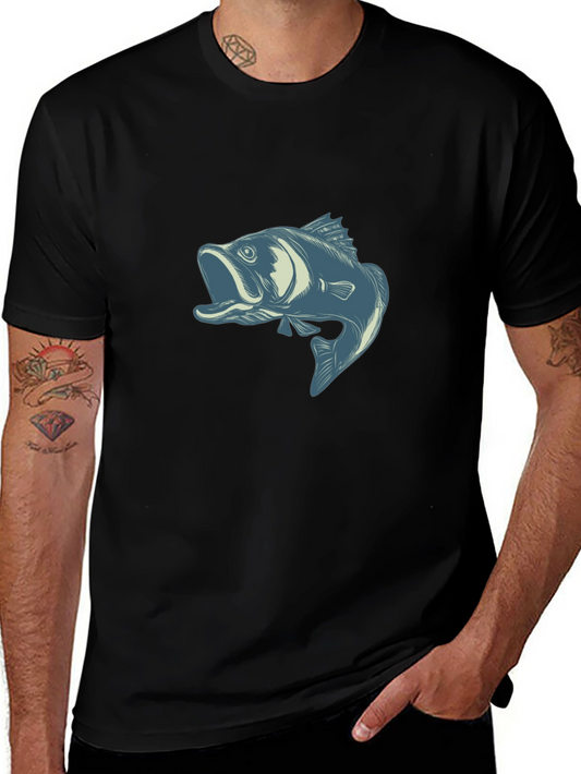 Mens Black T-Shirt with Angler Fish Graphic