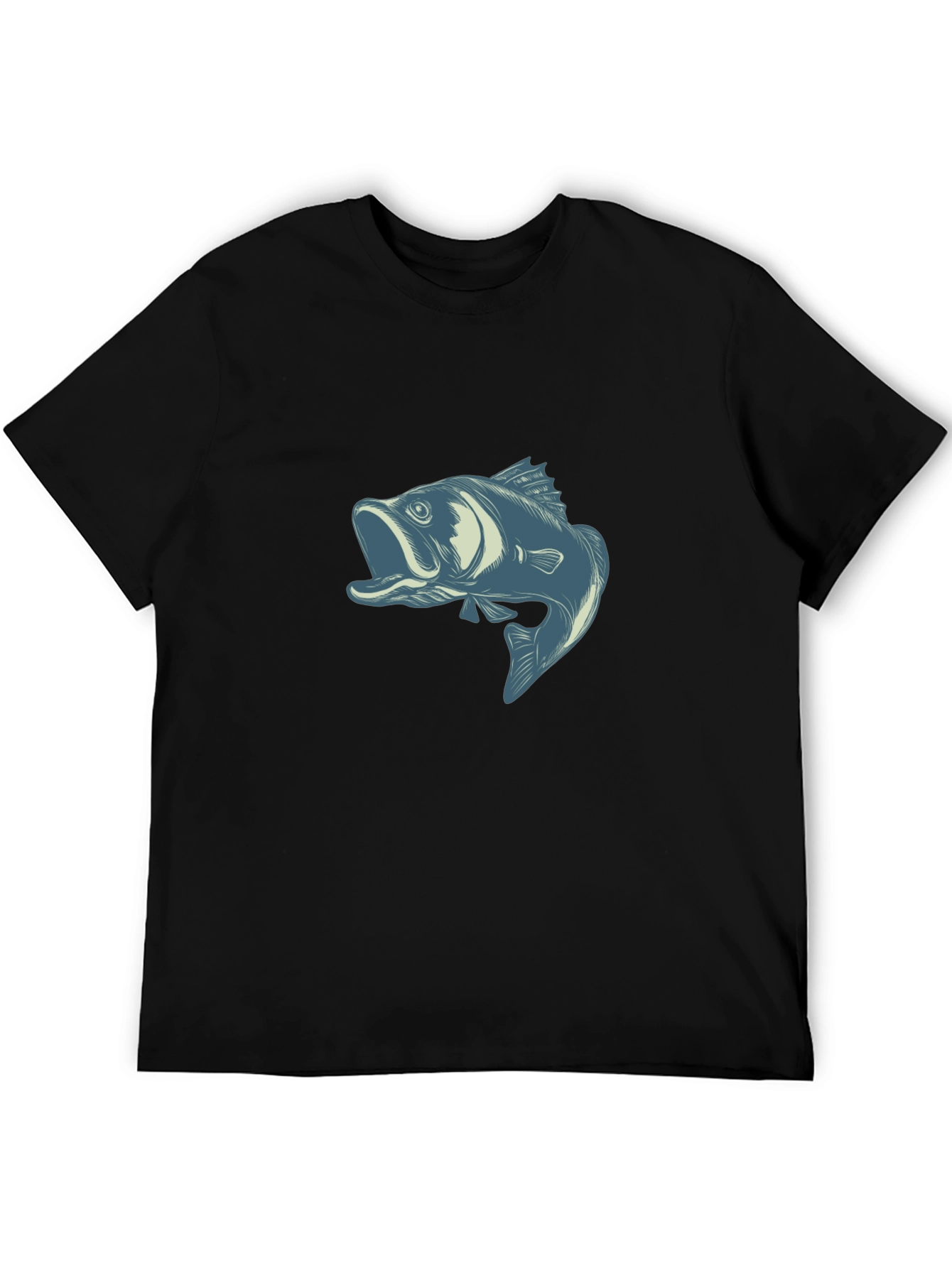 Mens Black T-Shirt with Angler Fish Graphic