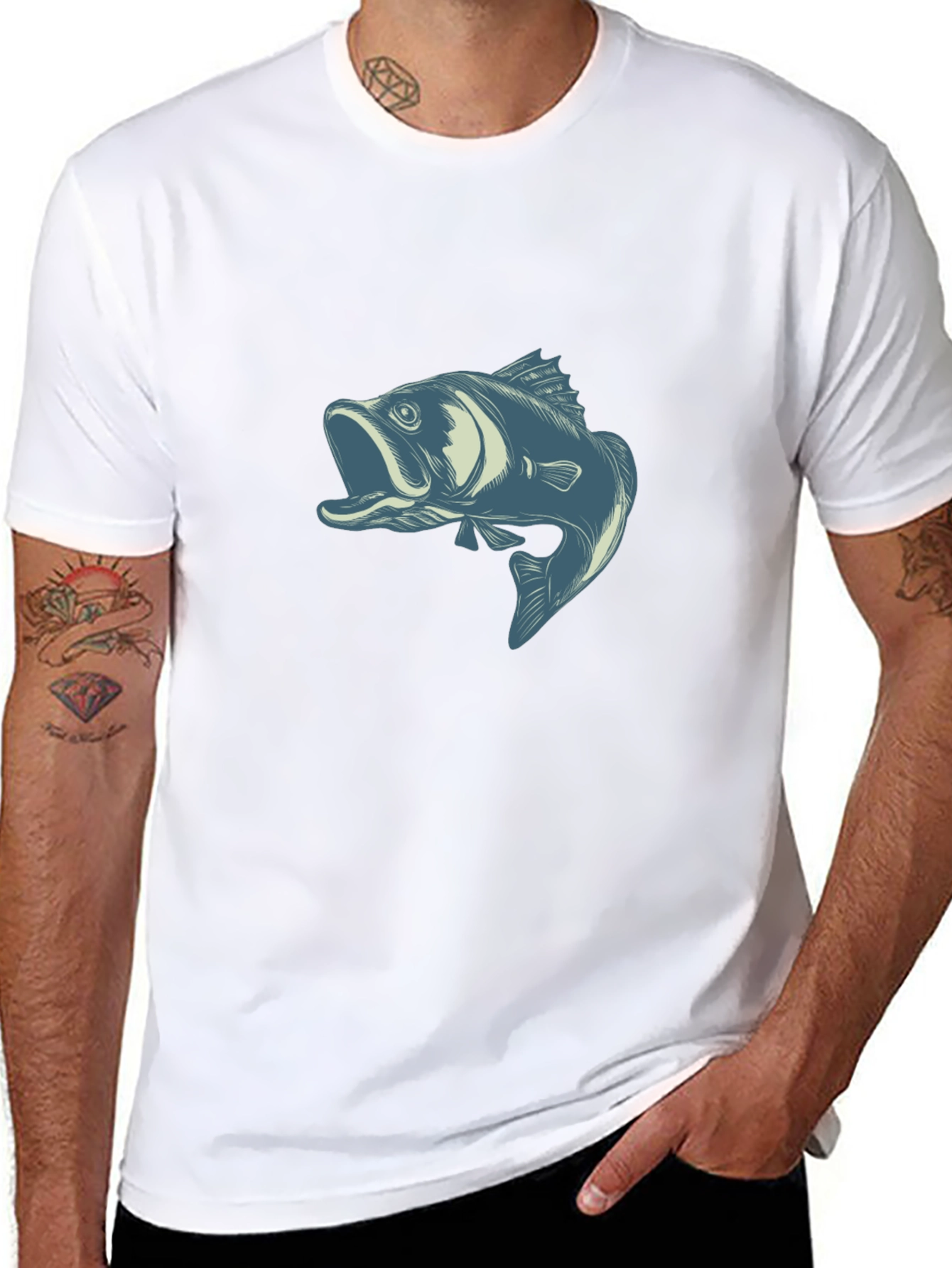 Mens Black T-Shirt with Angler Fish Graphic