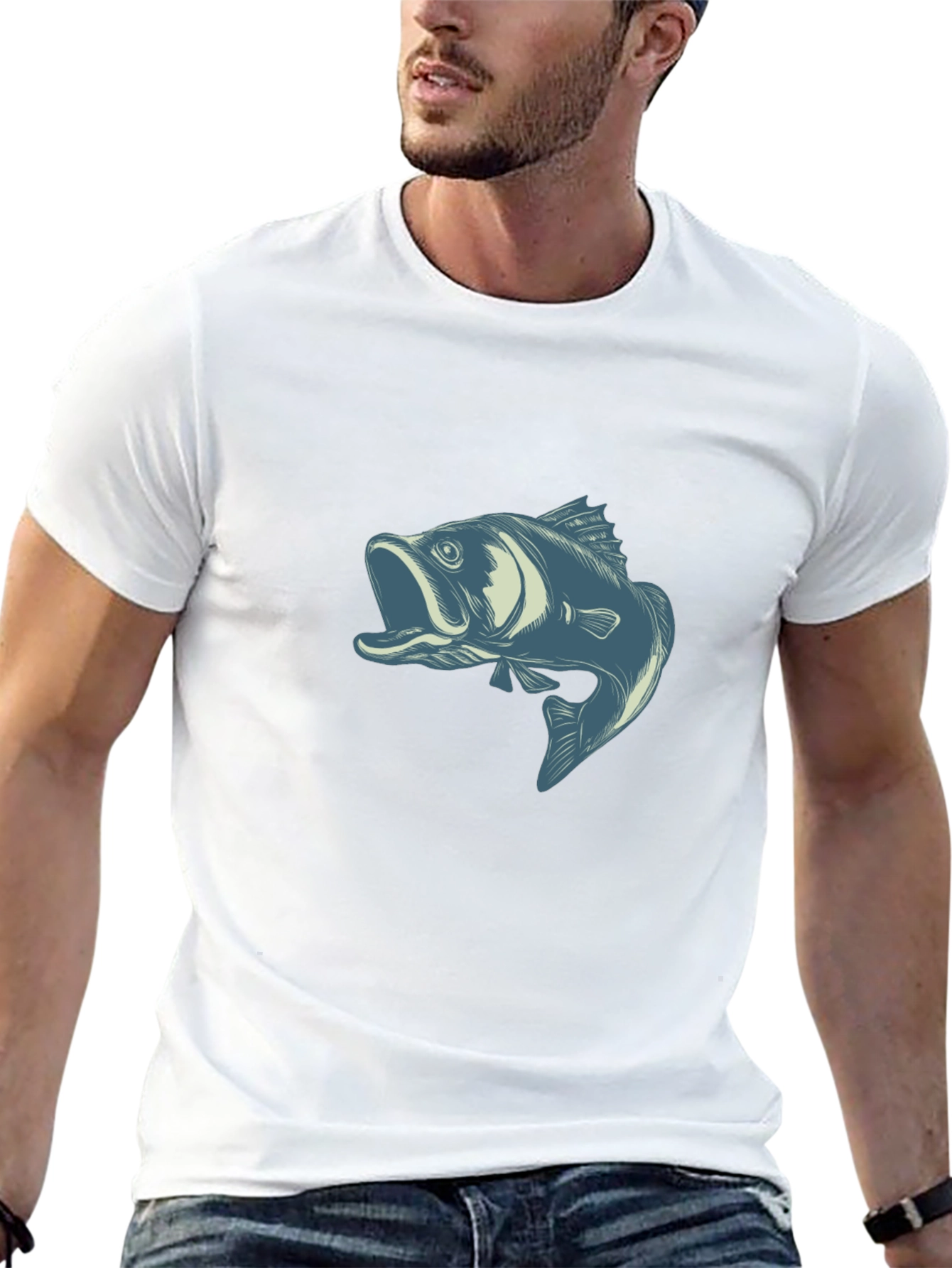 Mens Black T-Shirt with Angler Fish Graphic