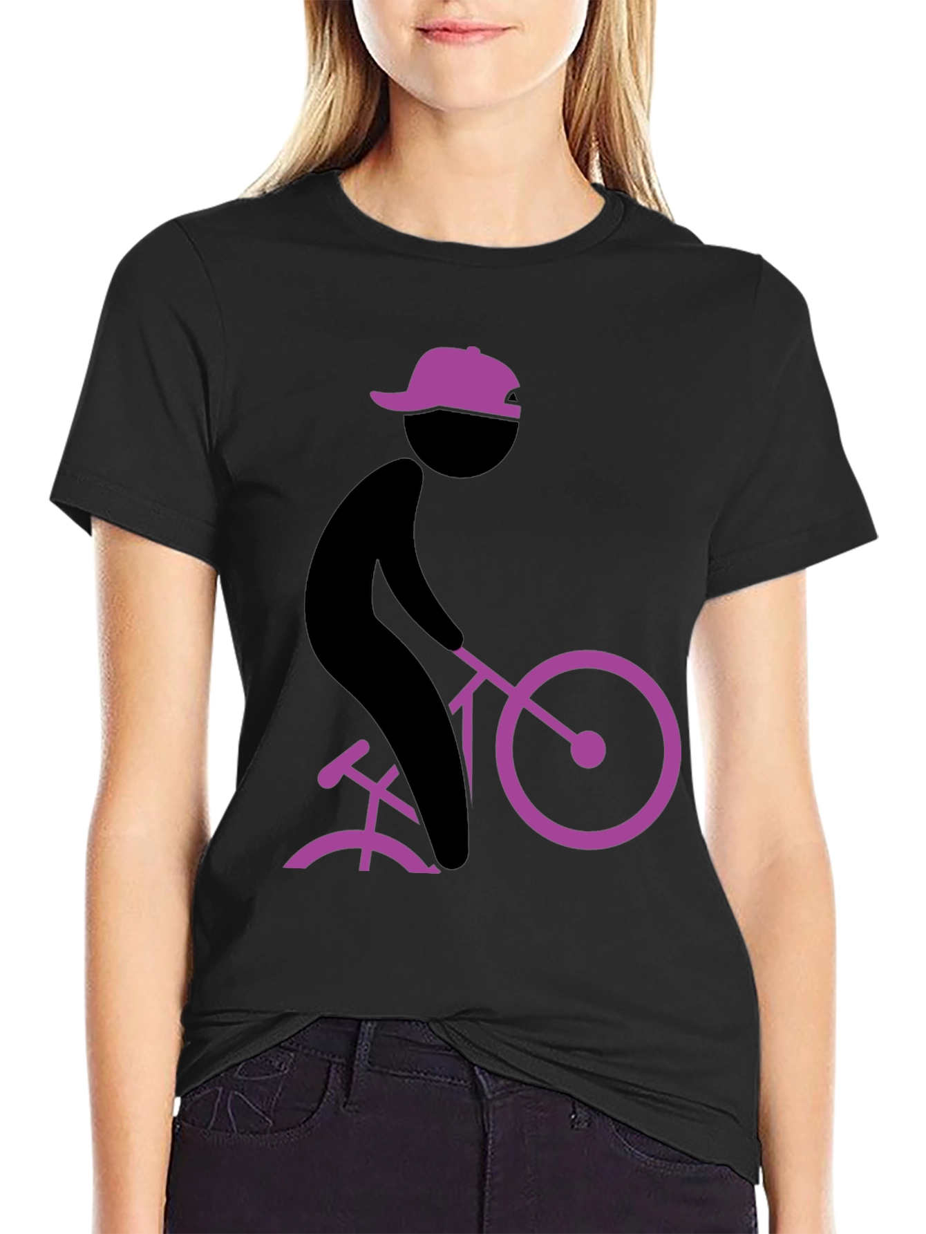 Cool Black T-Shirt with Cyclist Graphic