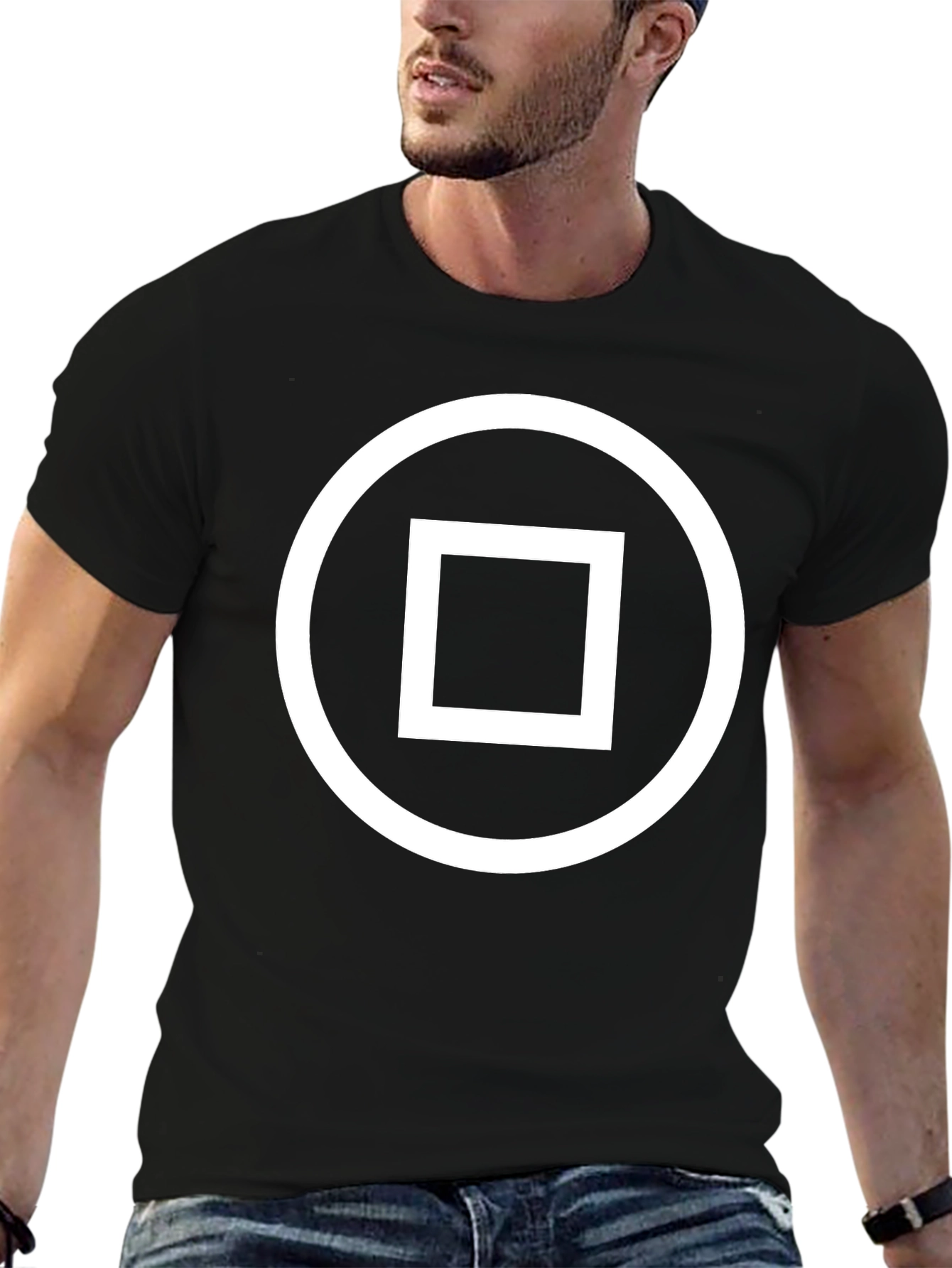 Geometric Design Black T-Shirt