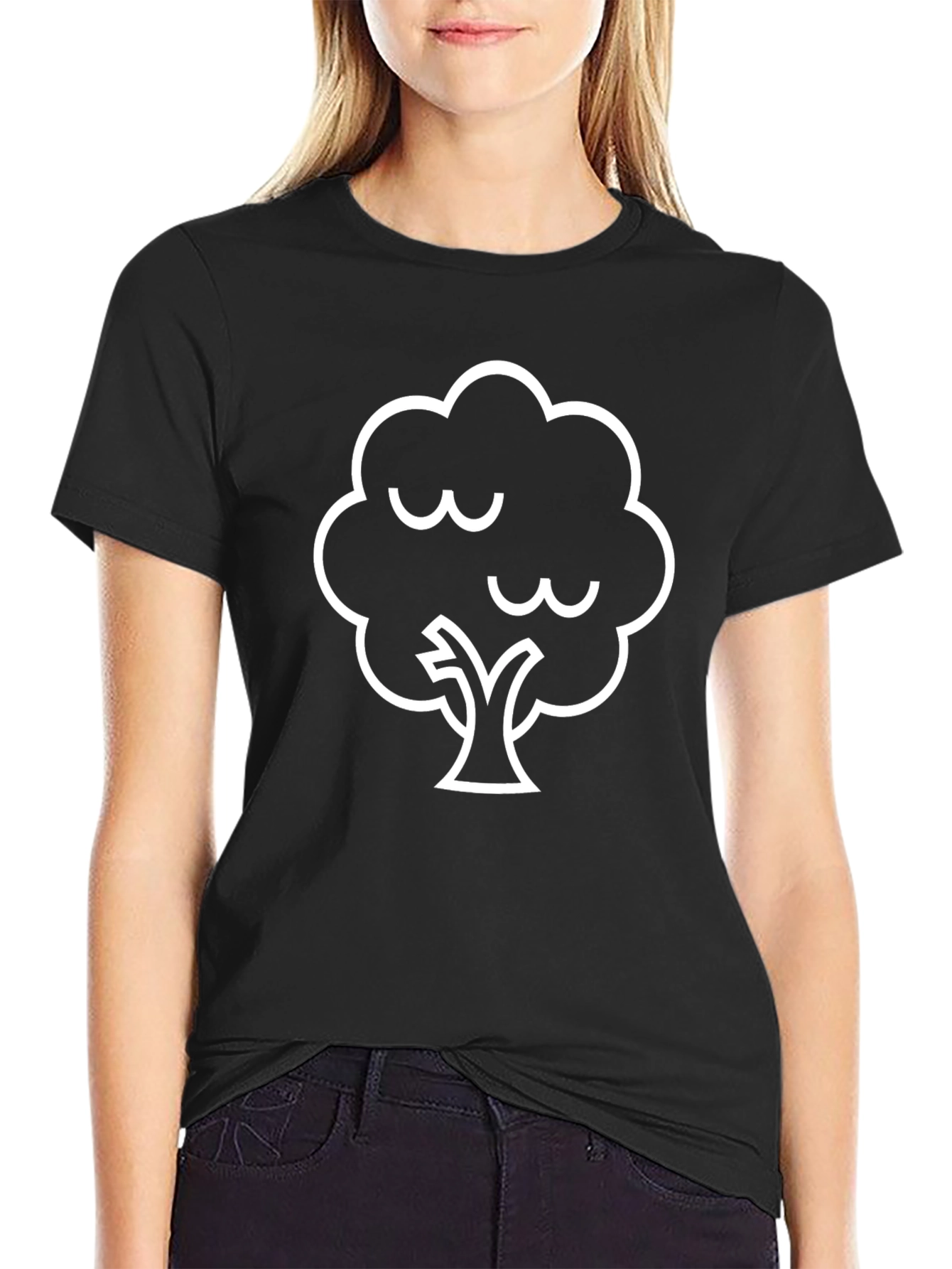 Black T-Shirt with Tree Graphic