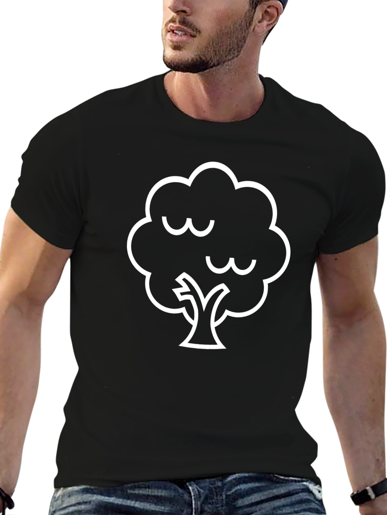 Black T-Shirt with Tree Graphic