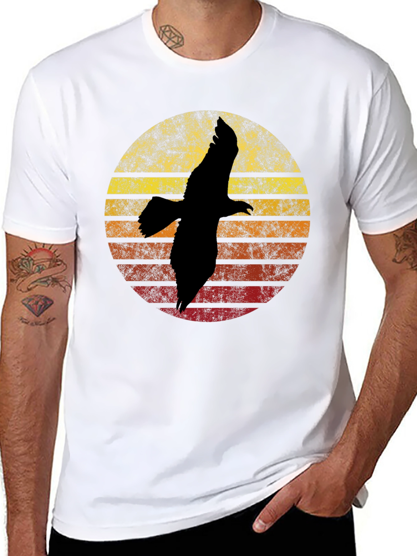 Retro Sunset Eagle Graphic T-Shirt