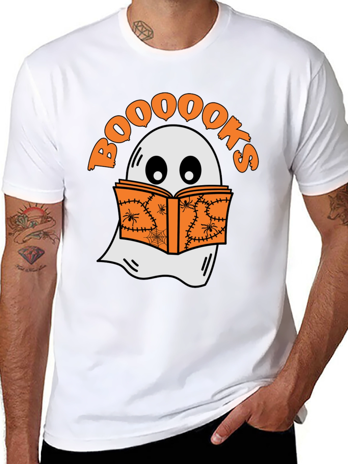 Booooks Halloween T-Shirt - Ghost Reading Book Tee