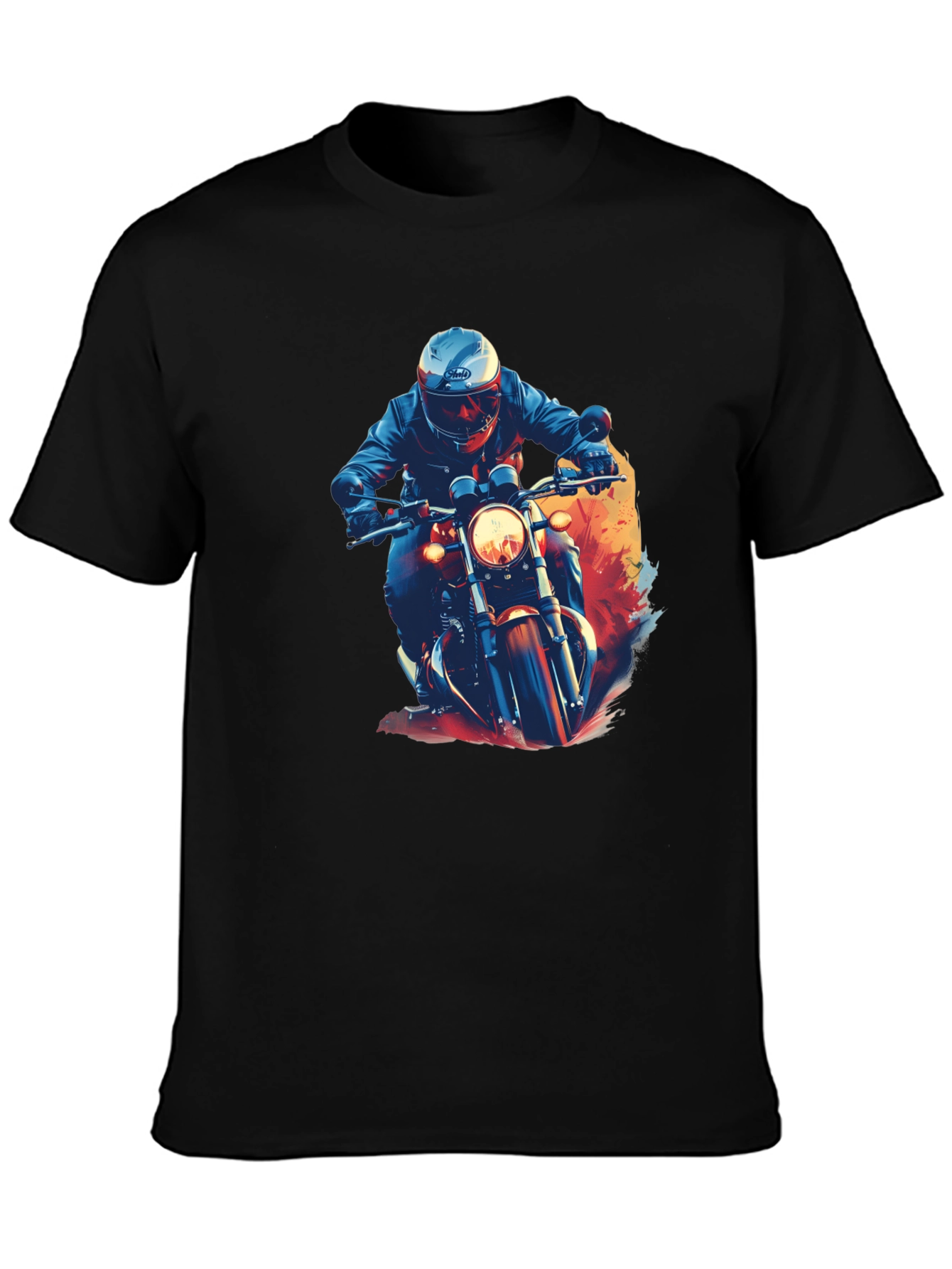 Motorcycle Rider Graphic Black T-Shirt