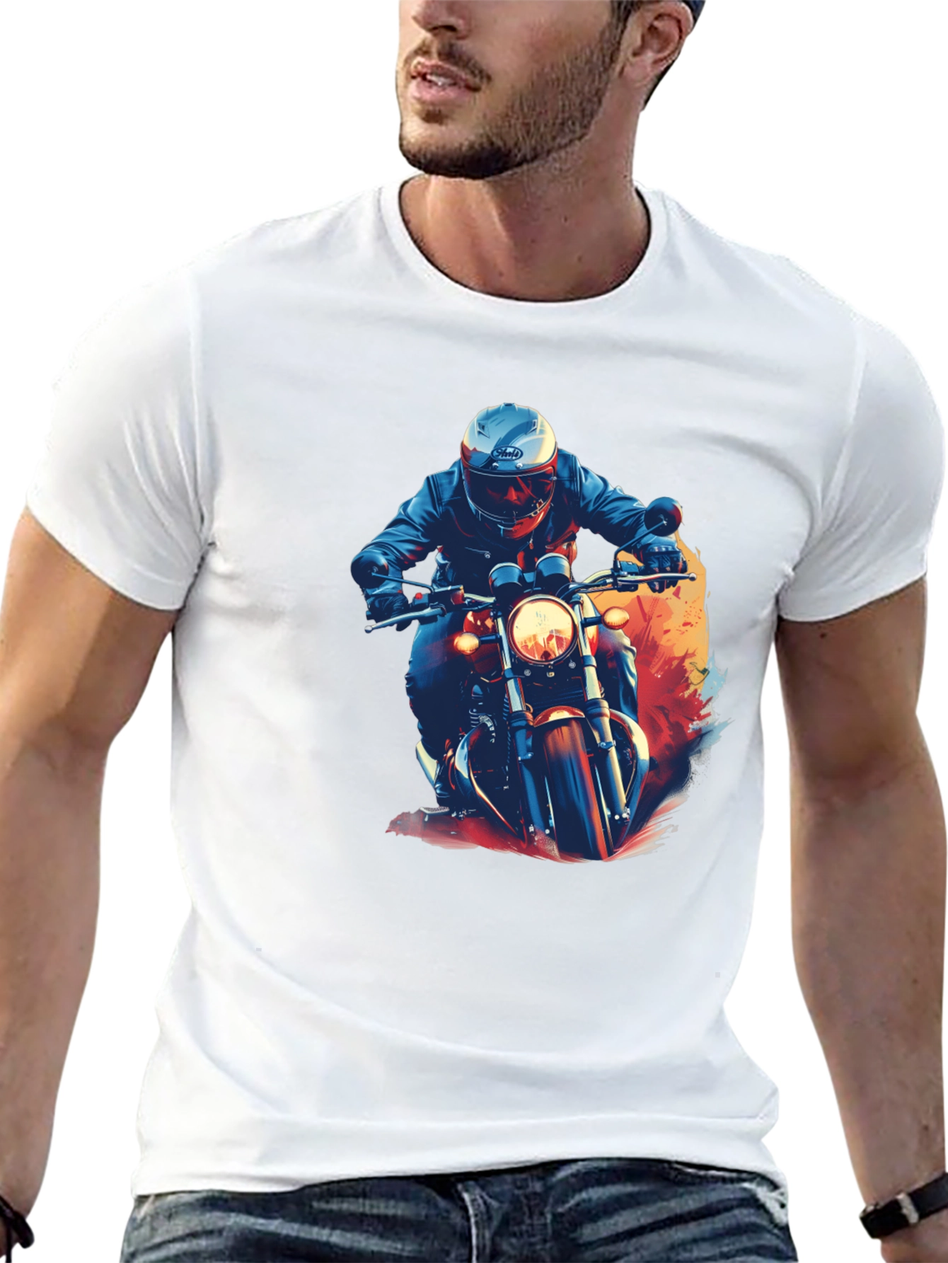 Motorcycle Rider Graphic Black T-Shirt
