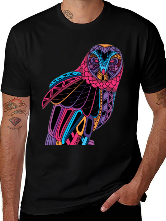 Colorful Owl Graphic T-Shirt - Unique Design