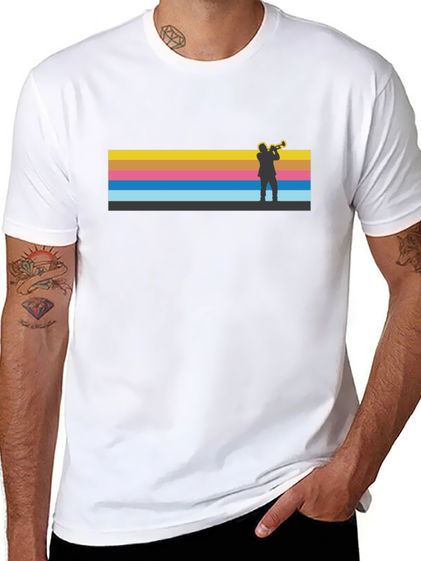 Jazz Trumpet Retro Style Black T-Shirt