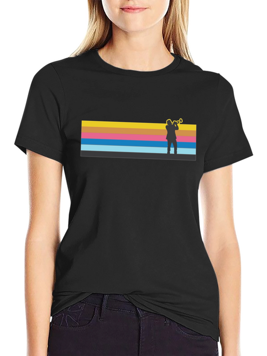 Jazz Trumpet Retro Style Black T-Shirt