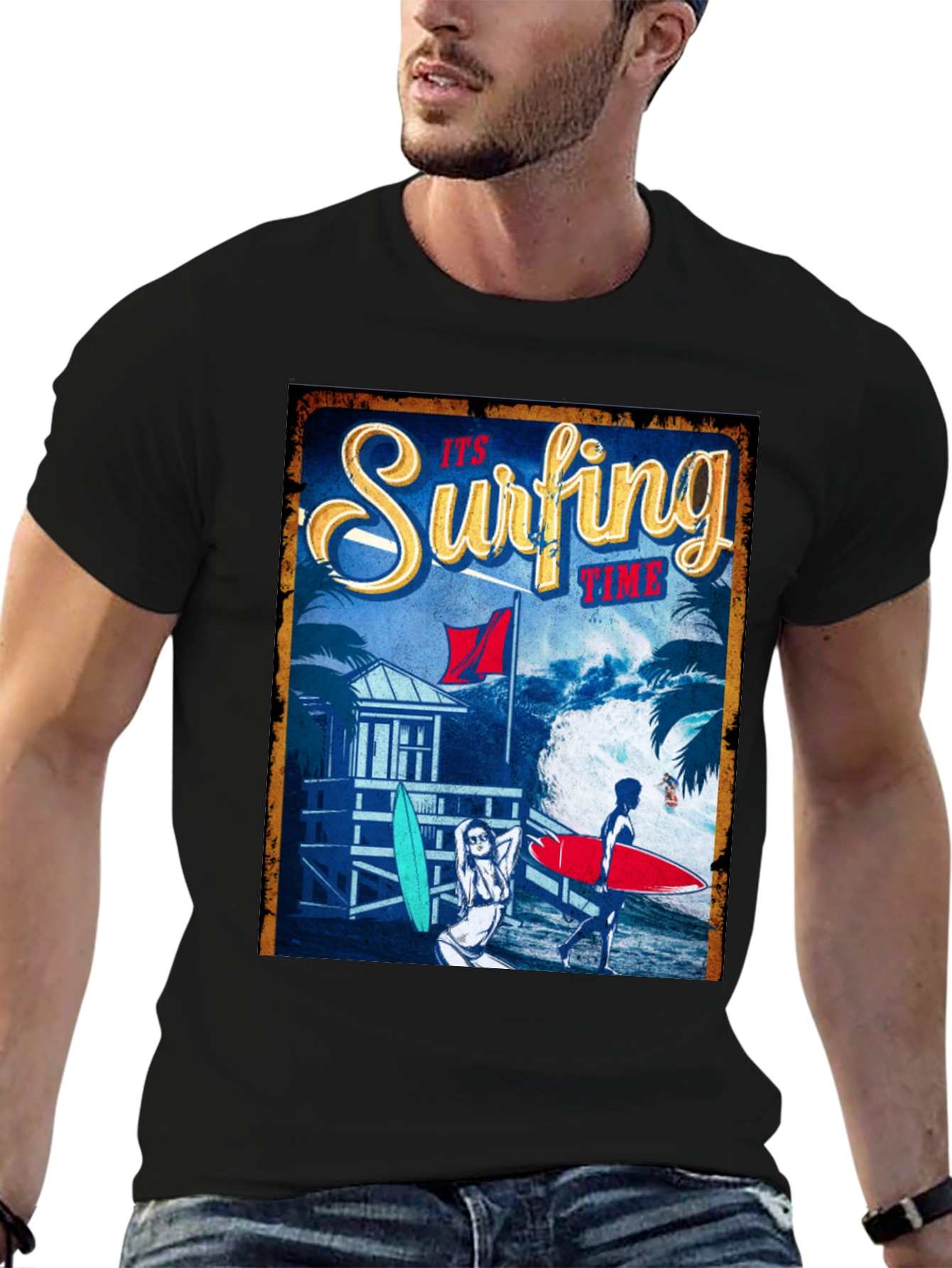 Surfing Time Graphic T-Shirt - Beach Lover Tee
