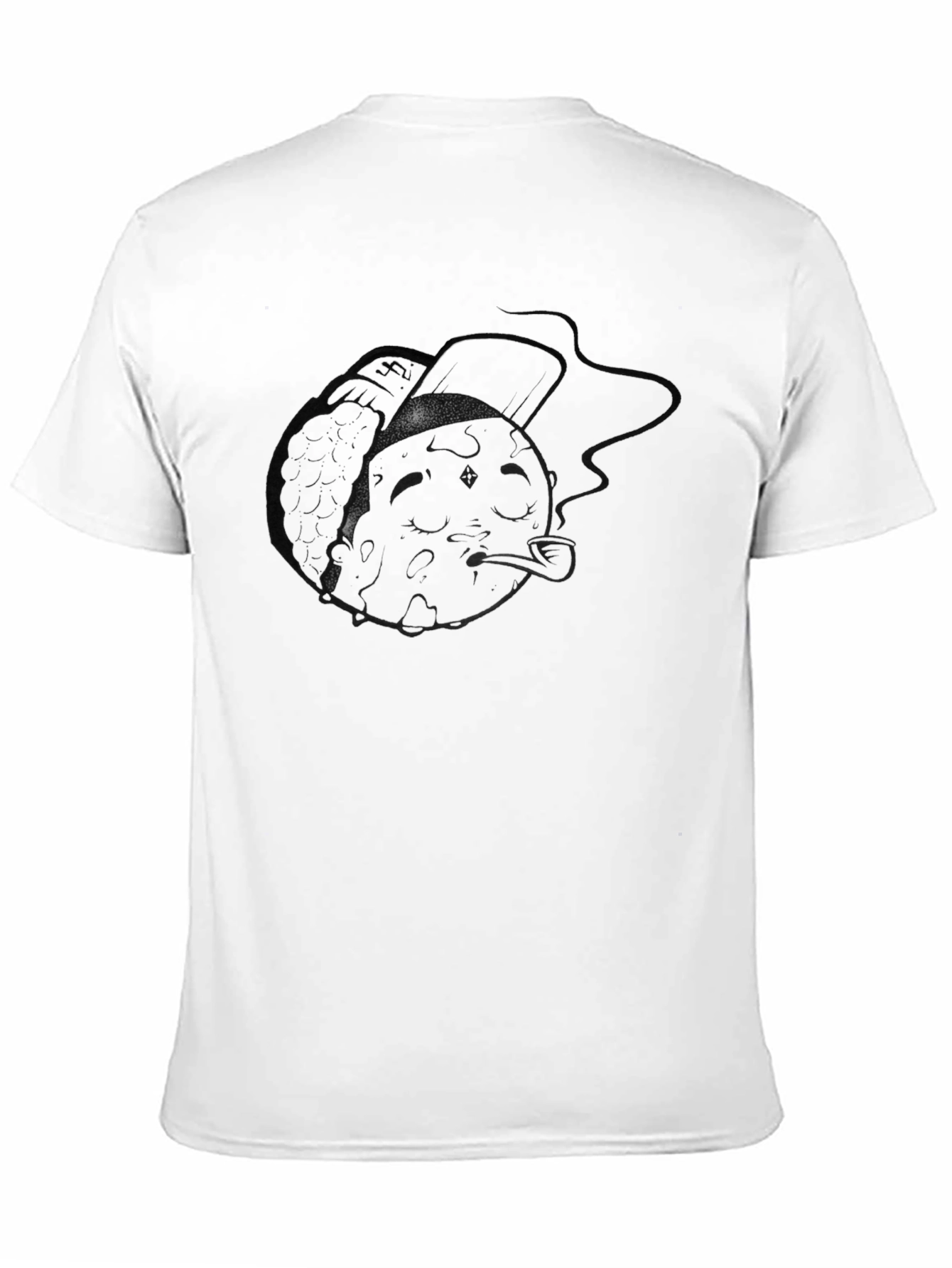 Mens Black Graphic T-Shirt - Moon Smoker Design