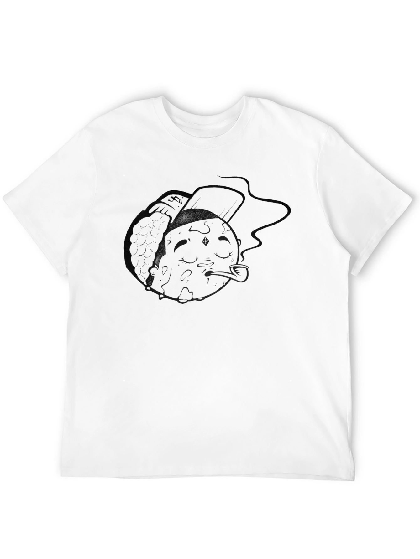 Mens Black Graphic T-Shirt - Moon Smoker Design