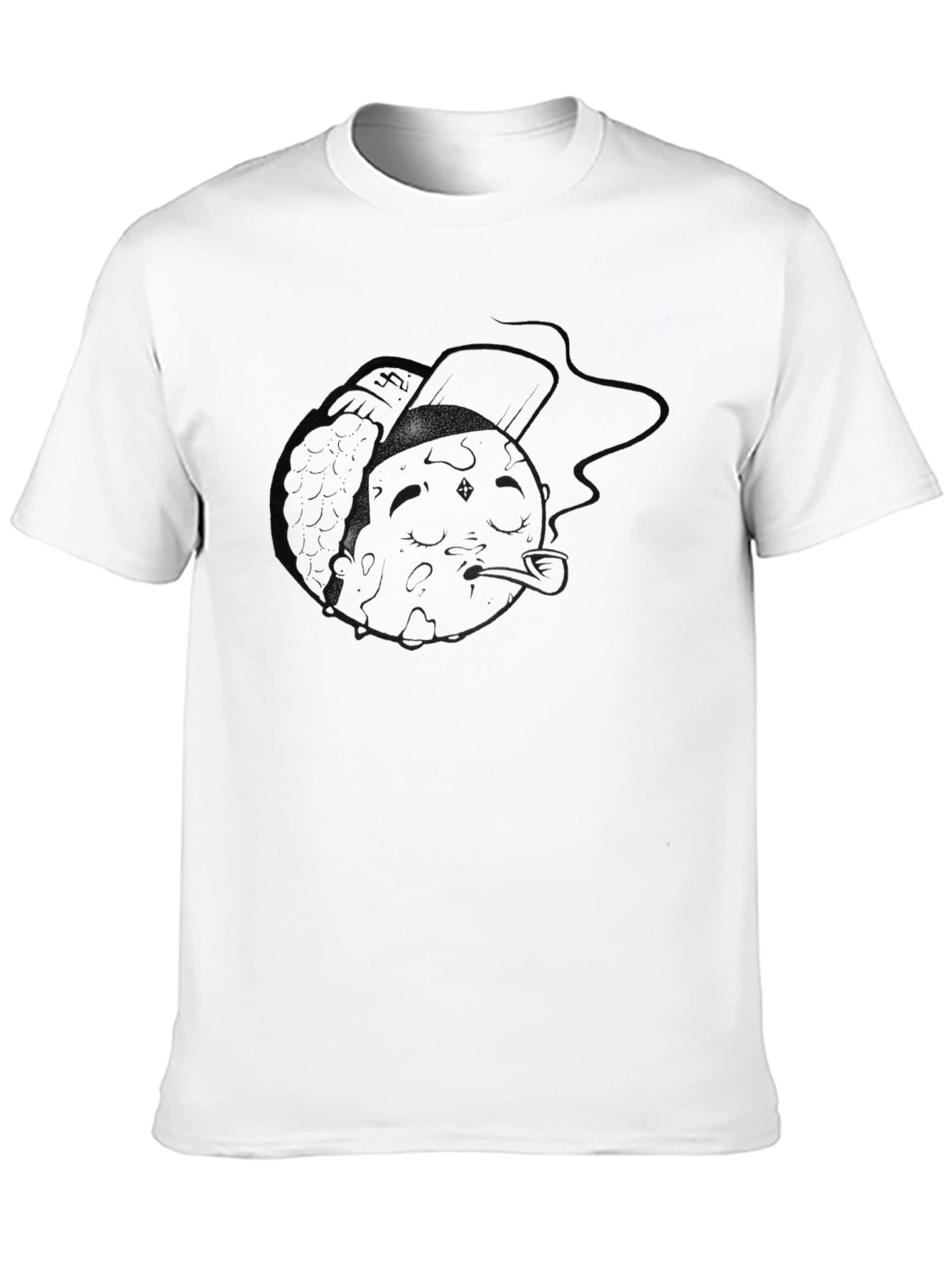 Mens Black Graphic T-Shirt - Moon Smoker Design