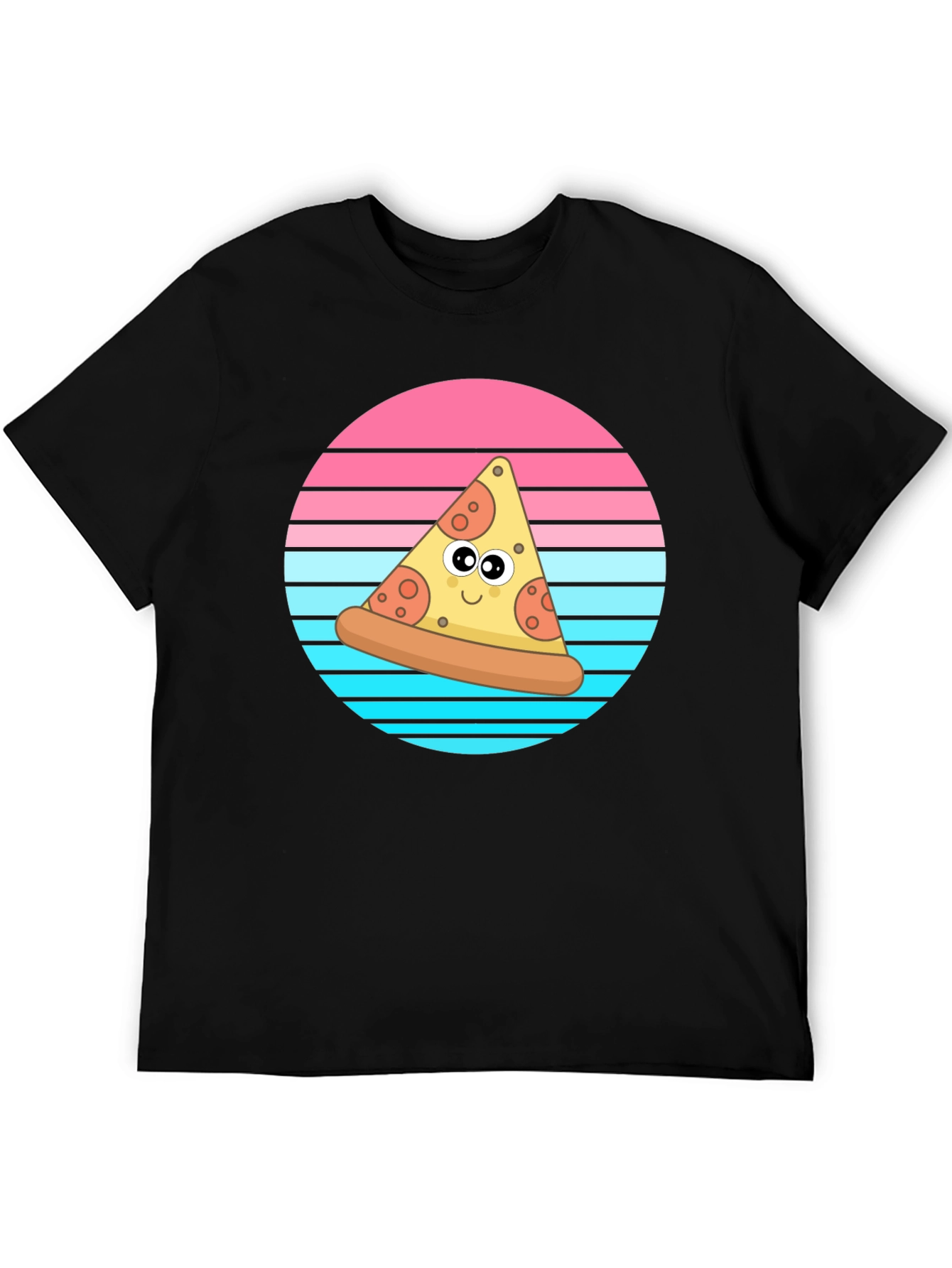 Cartoon Pizza Slice Graphic T-Shirt