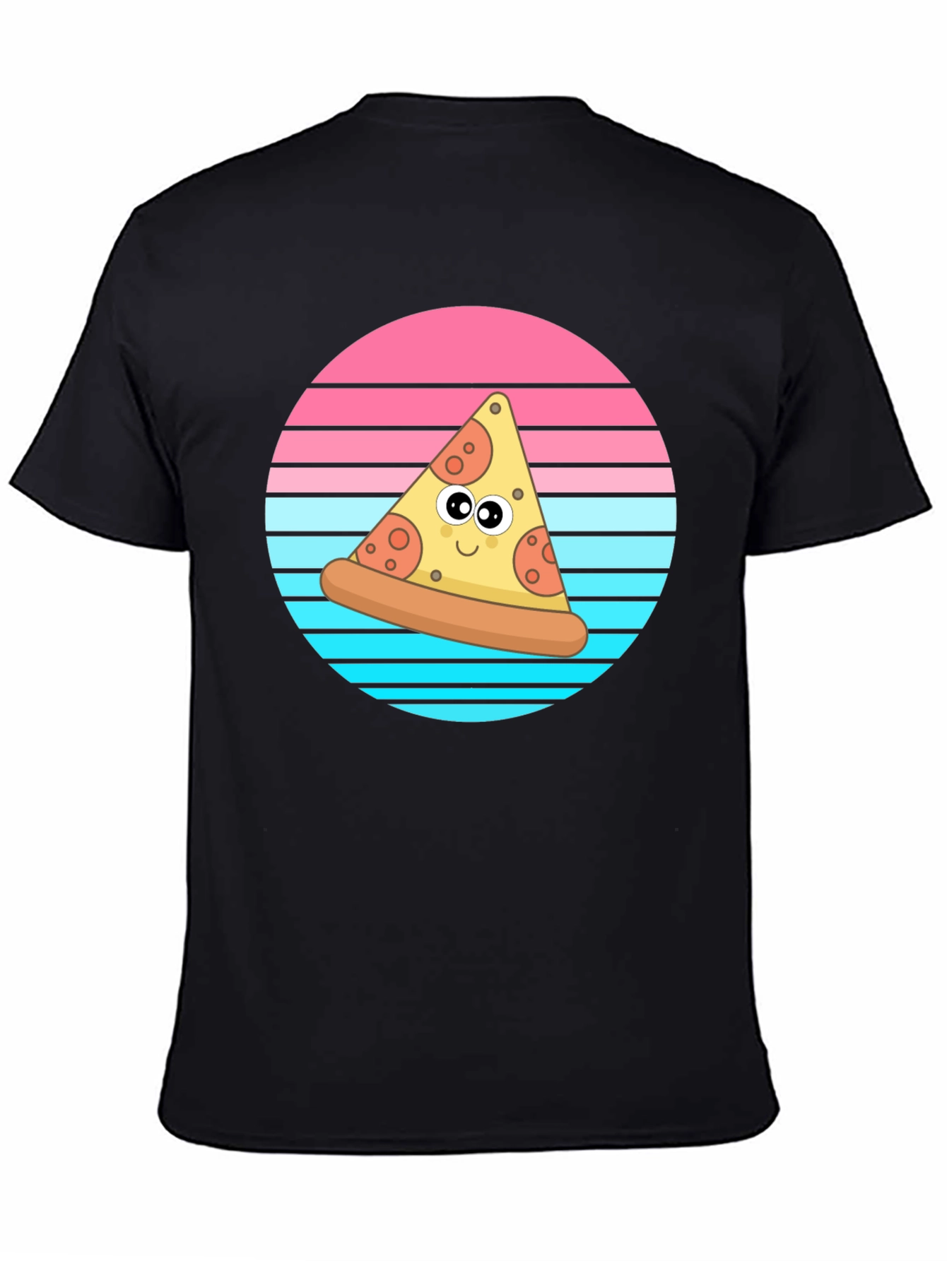 Cartoon Pizza Slice Graphic T-Shirt