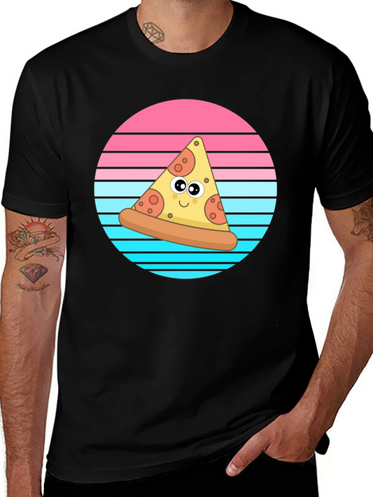 Cartoon Pizza Slice Graphic T-Shirt