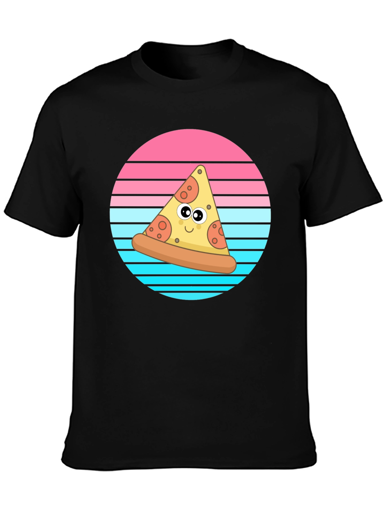 Cartoon Pizza Slice Graphic T-Shirt