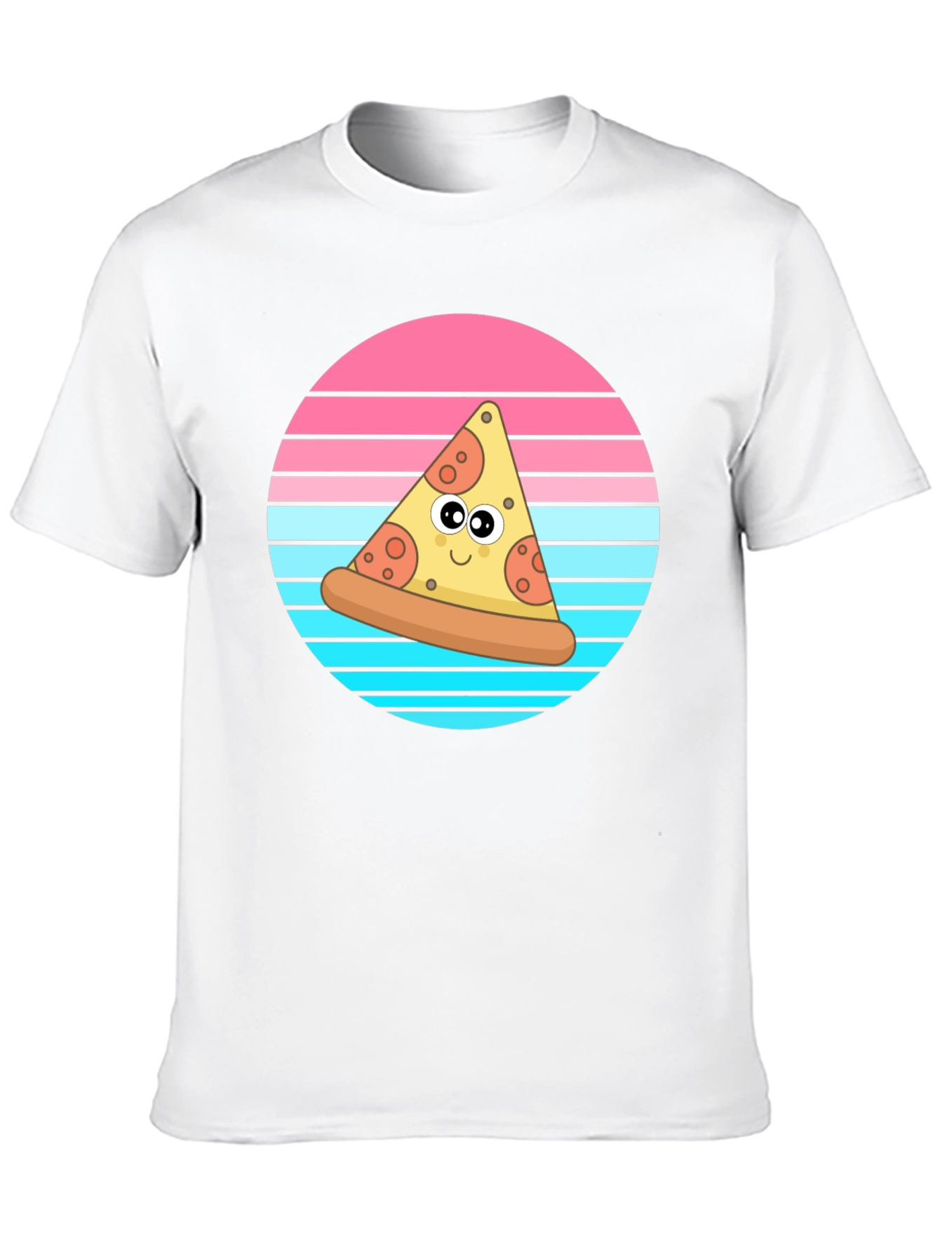 Cartoon Pizza Slice Graphic T-Shirt