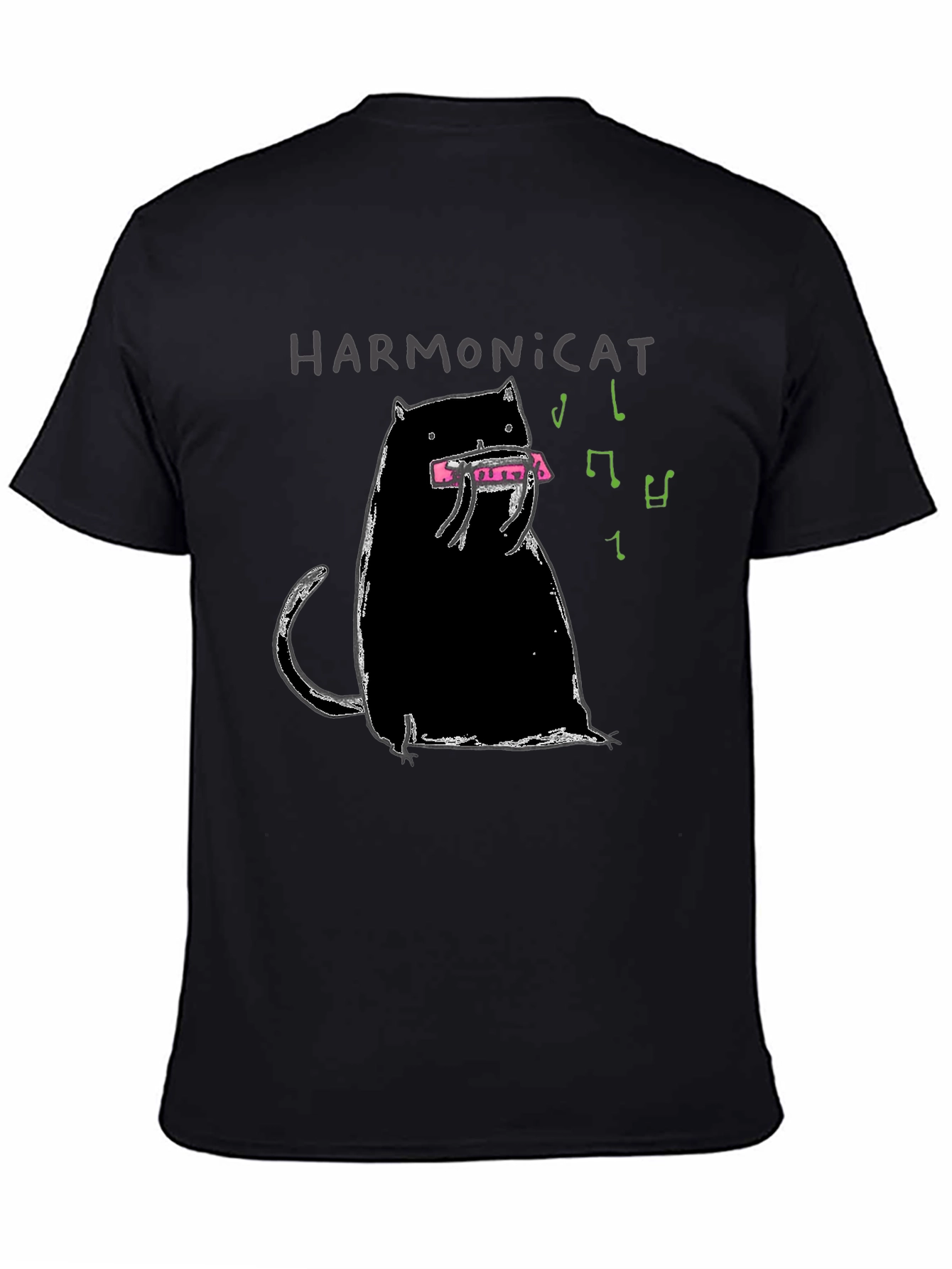 Harmonicat Black T-Shirt - Cat Lover Music Tee
