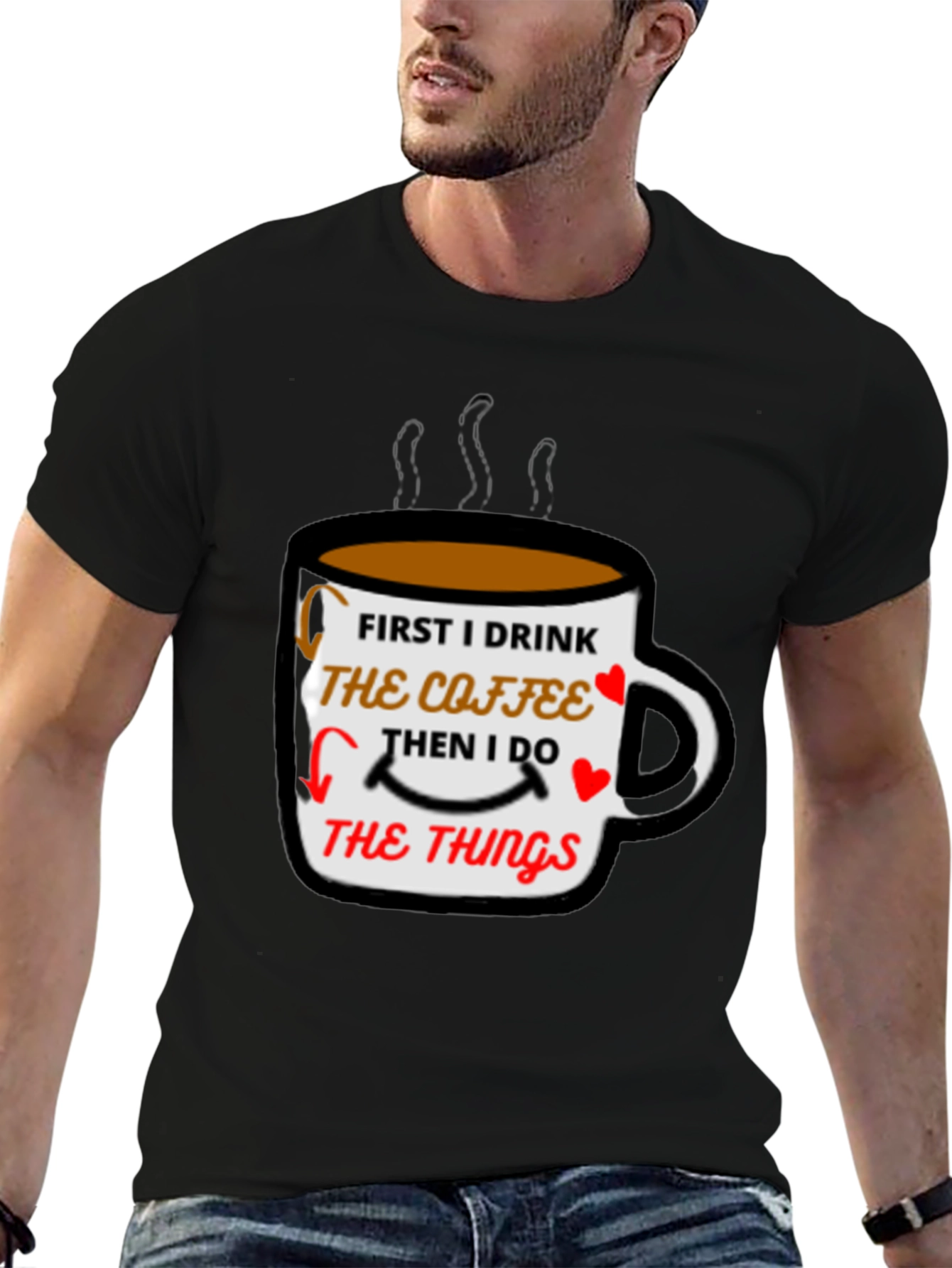 Coffee First Mens Black T-Shirt