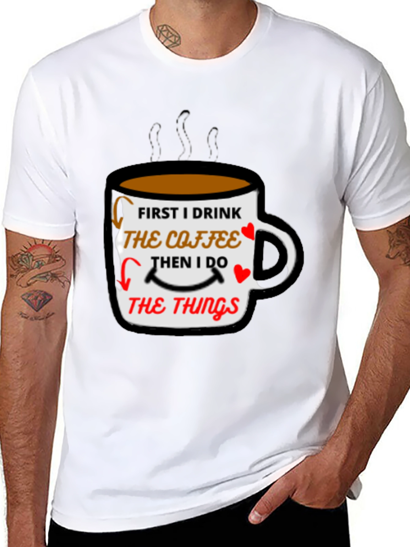 Coffee First Mens Black T-Shirt