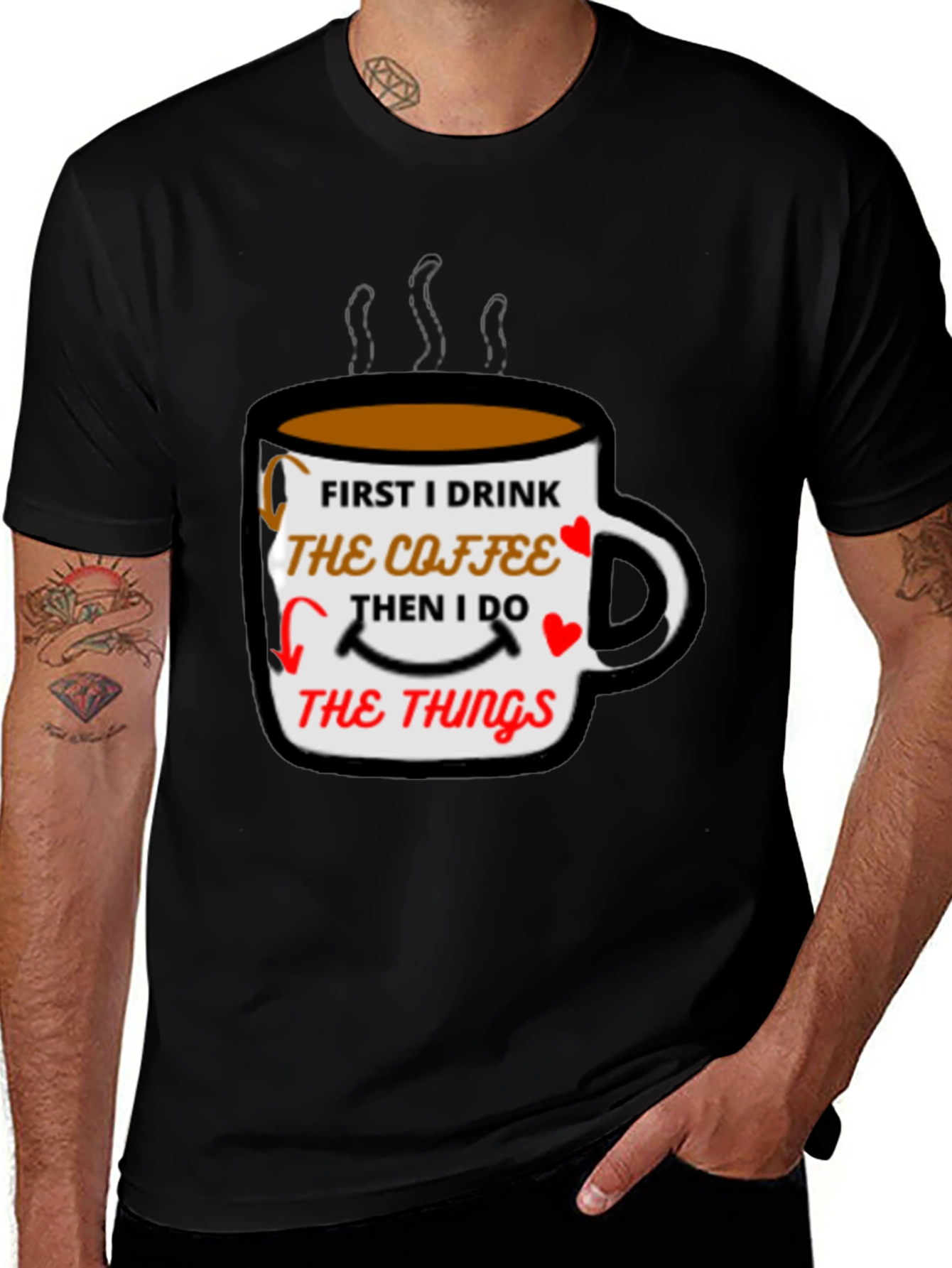 Coffee First Mens Black T-Shirt