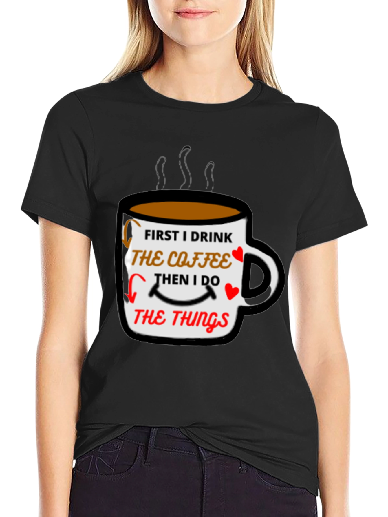 Coffee First Mens Black T-Shirt