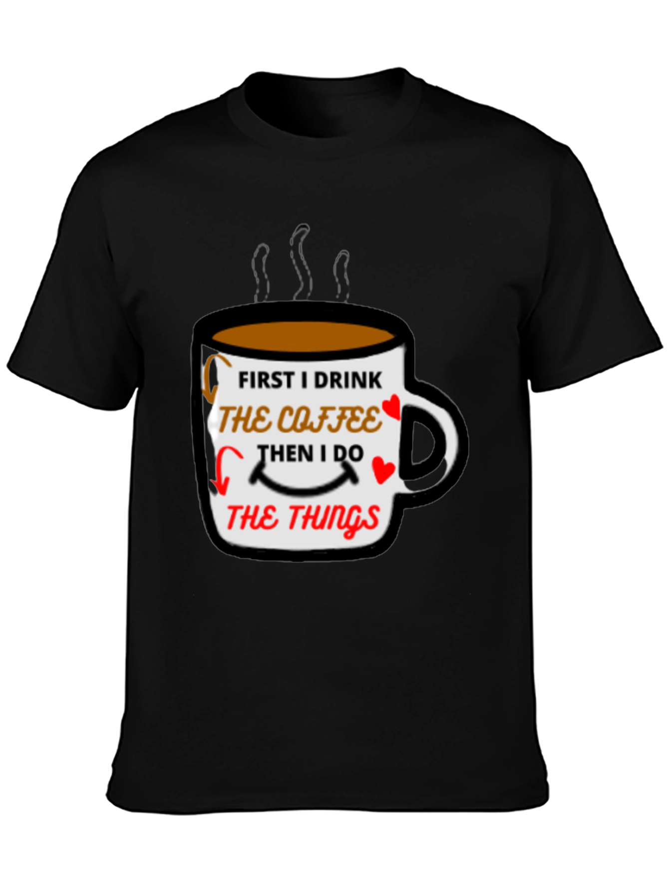 Coffee First Mens Black T-Shirt