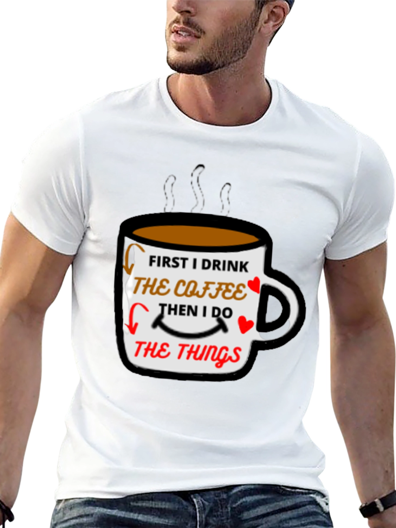 Coffee First Mens Black T-Shirt
