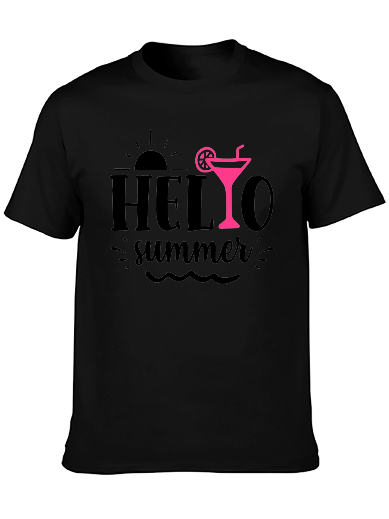 Hello Summer Black Graphic Tee