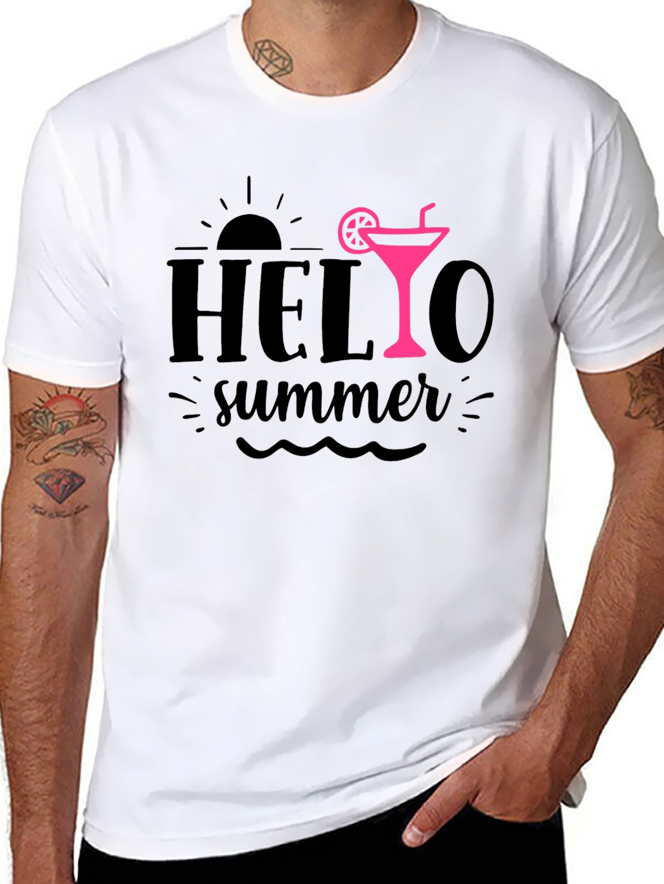Hello Summer Black Graphic Tee