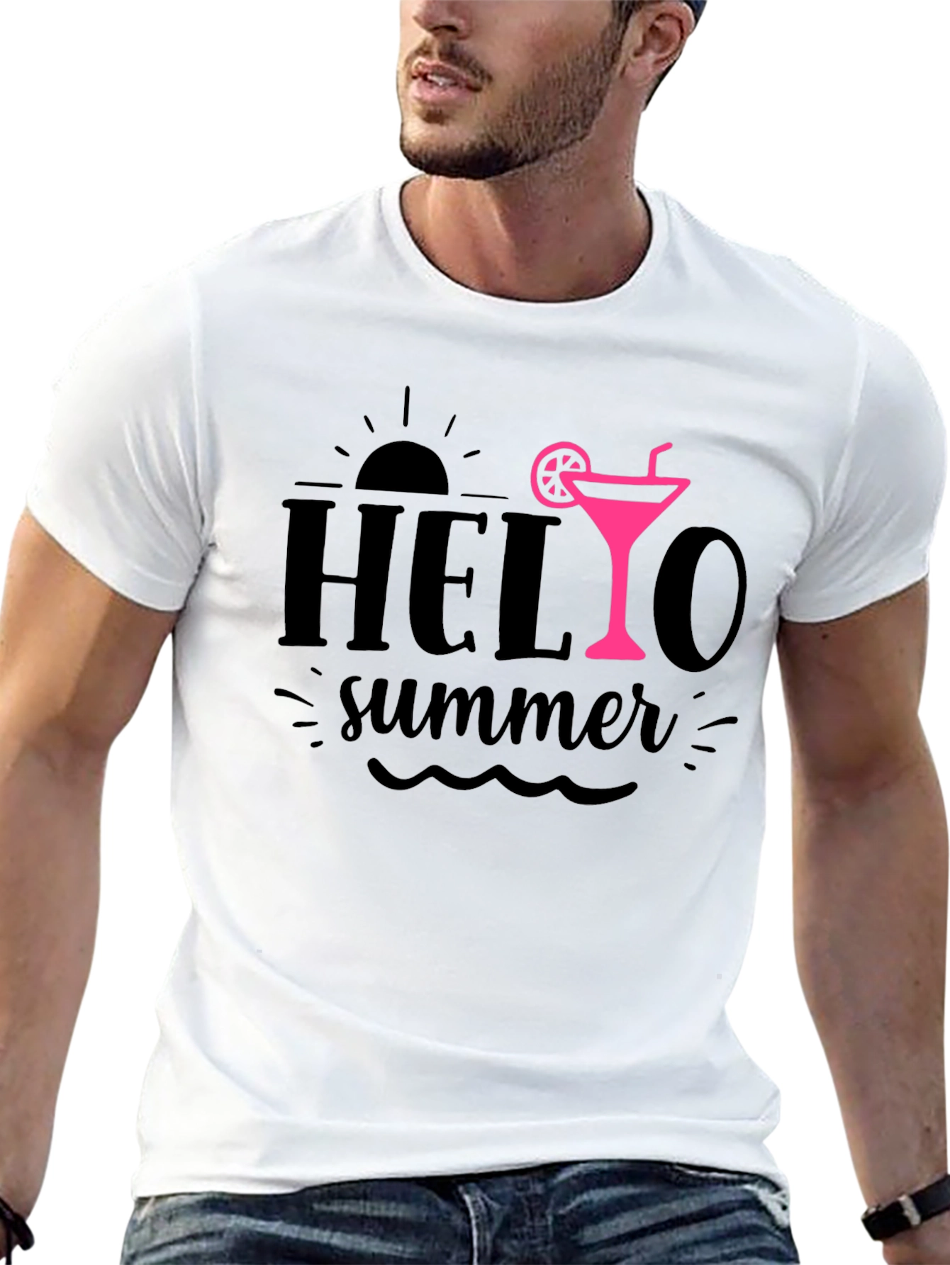 Hello Summer Black Graphic Tee