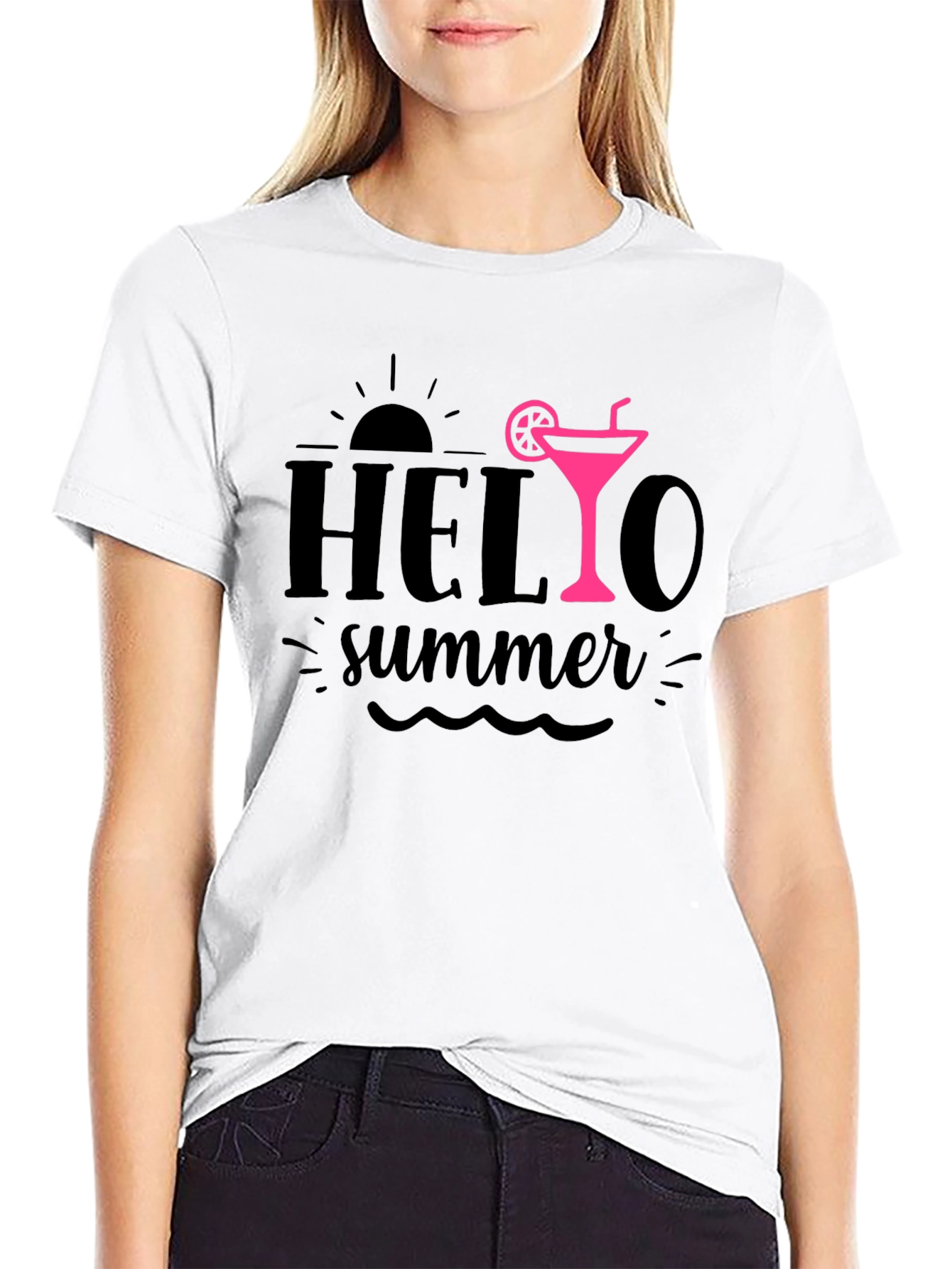 Hello Summer Black Graphic Tee