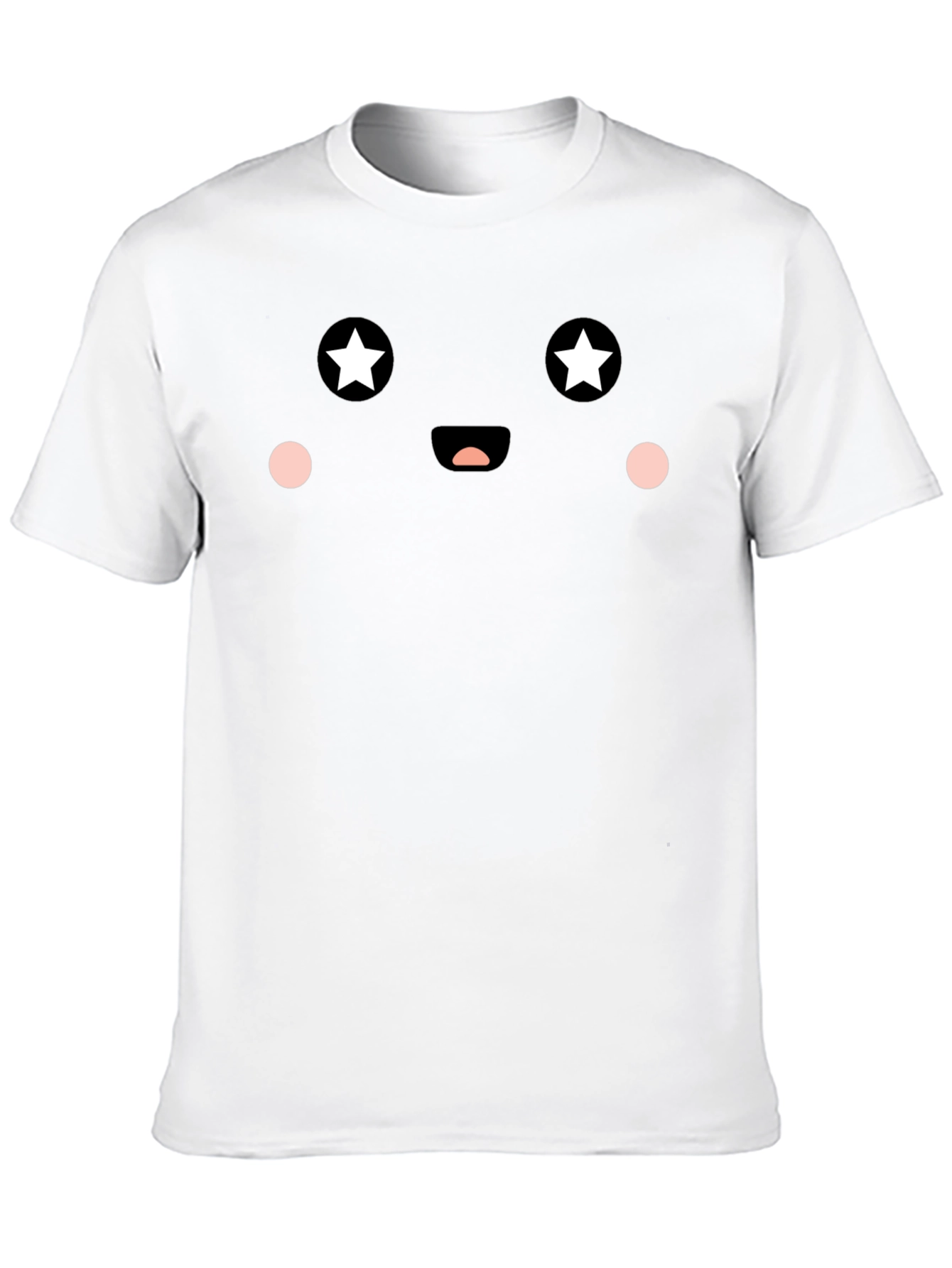 Cute Star Eyes Face Graphic Tee - Black T-Shirt