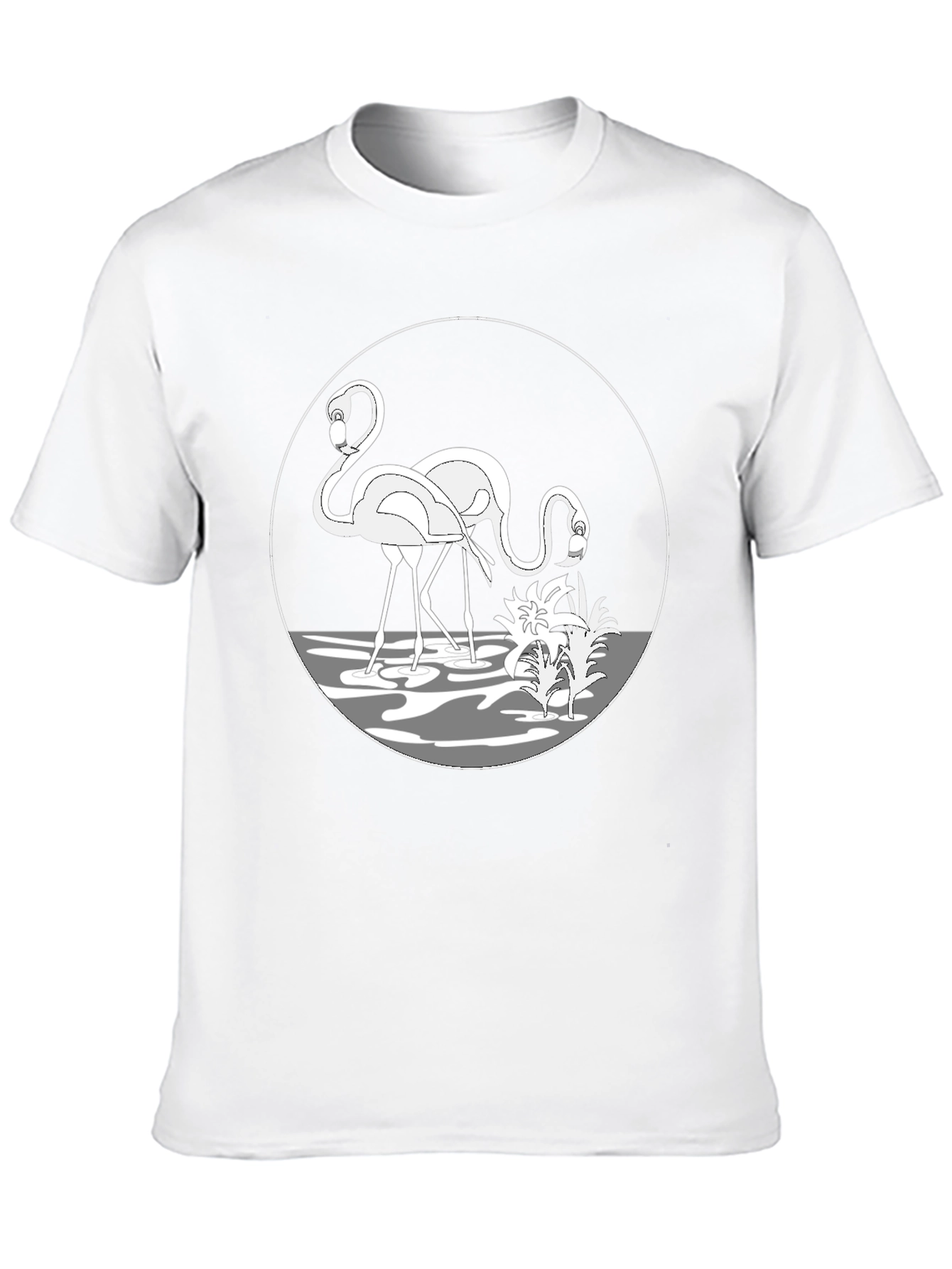 Flamingo Graphic Tee - Black Crew Neck T-Shirt