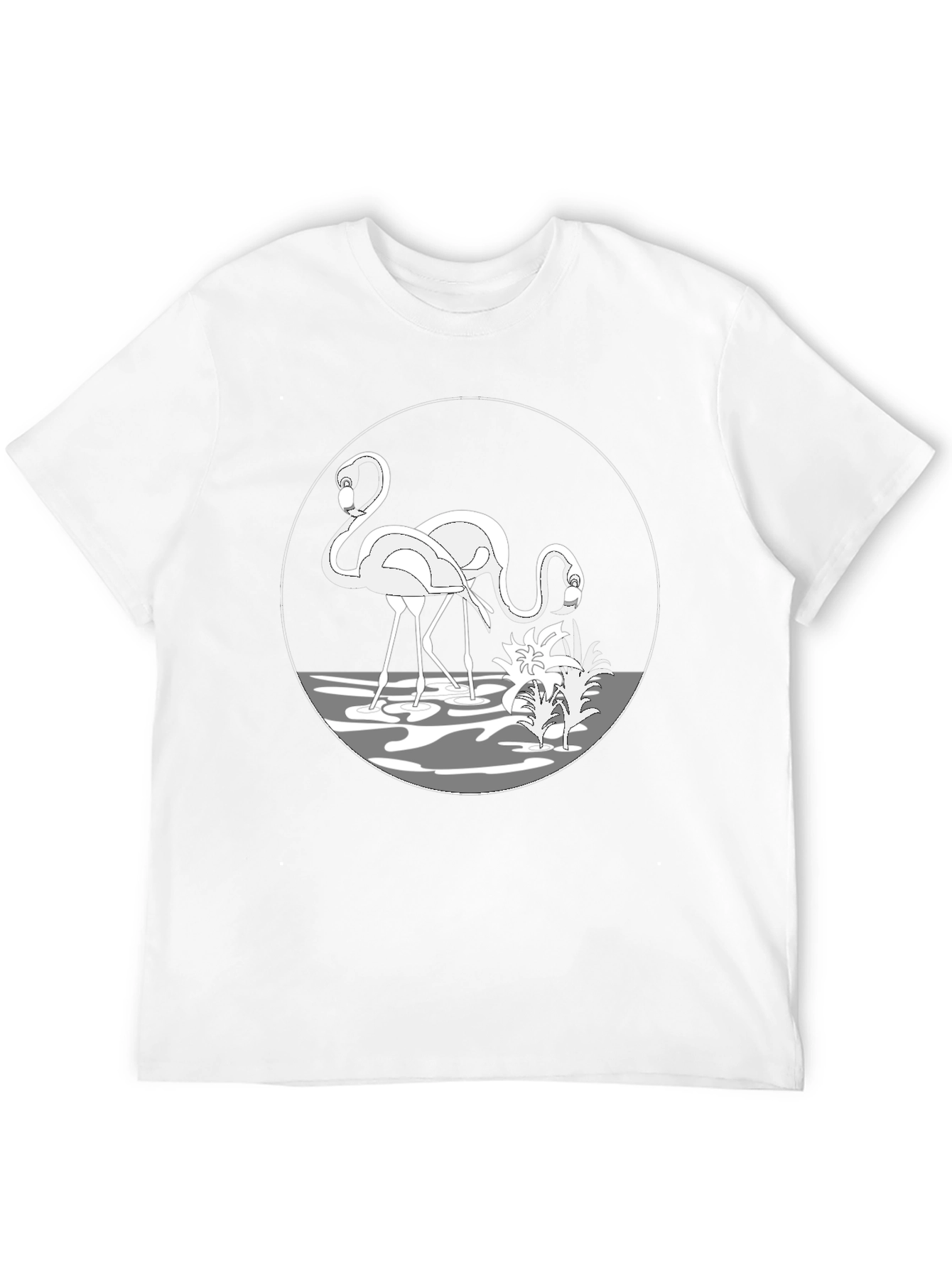 Flamingo Graphic Tee - Black Crew Neck T-Shirt