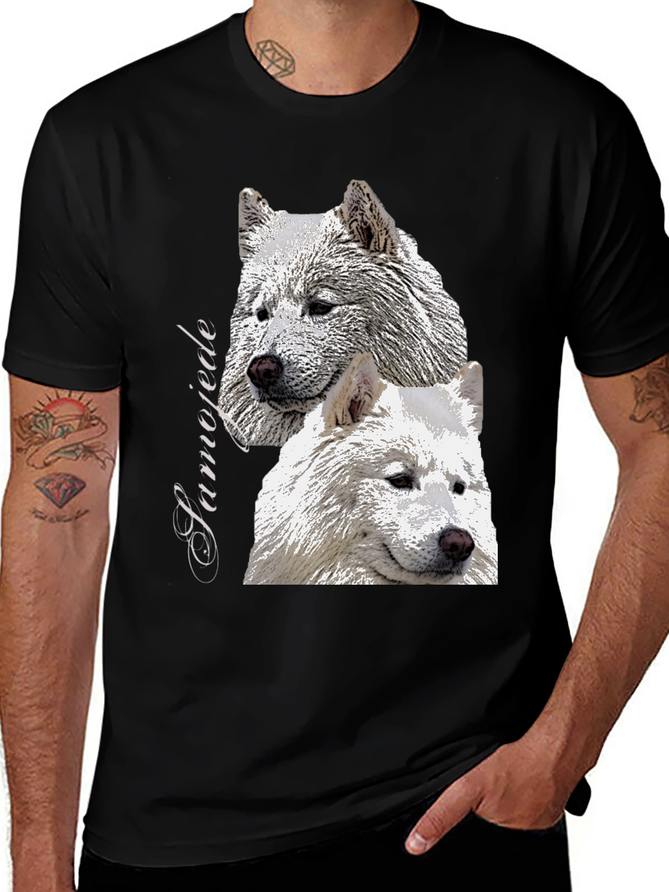 Samojede Dog Graphic Tee - Unisex Black T-Shirt