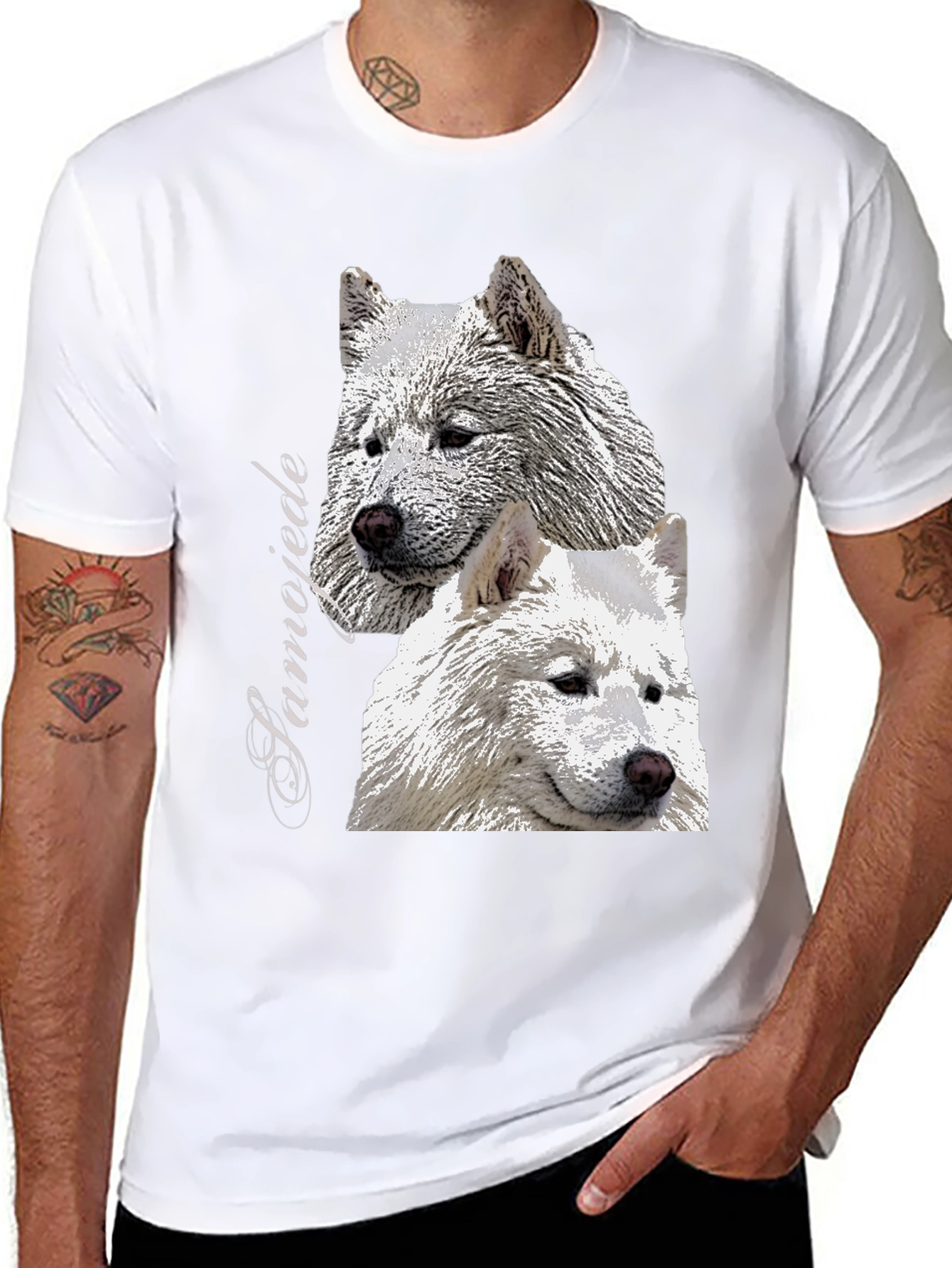 Samojede Dog Graphic Tee - Unisex Black T-Shirt