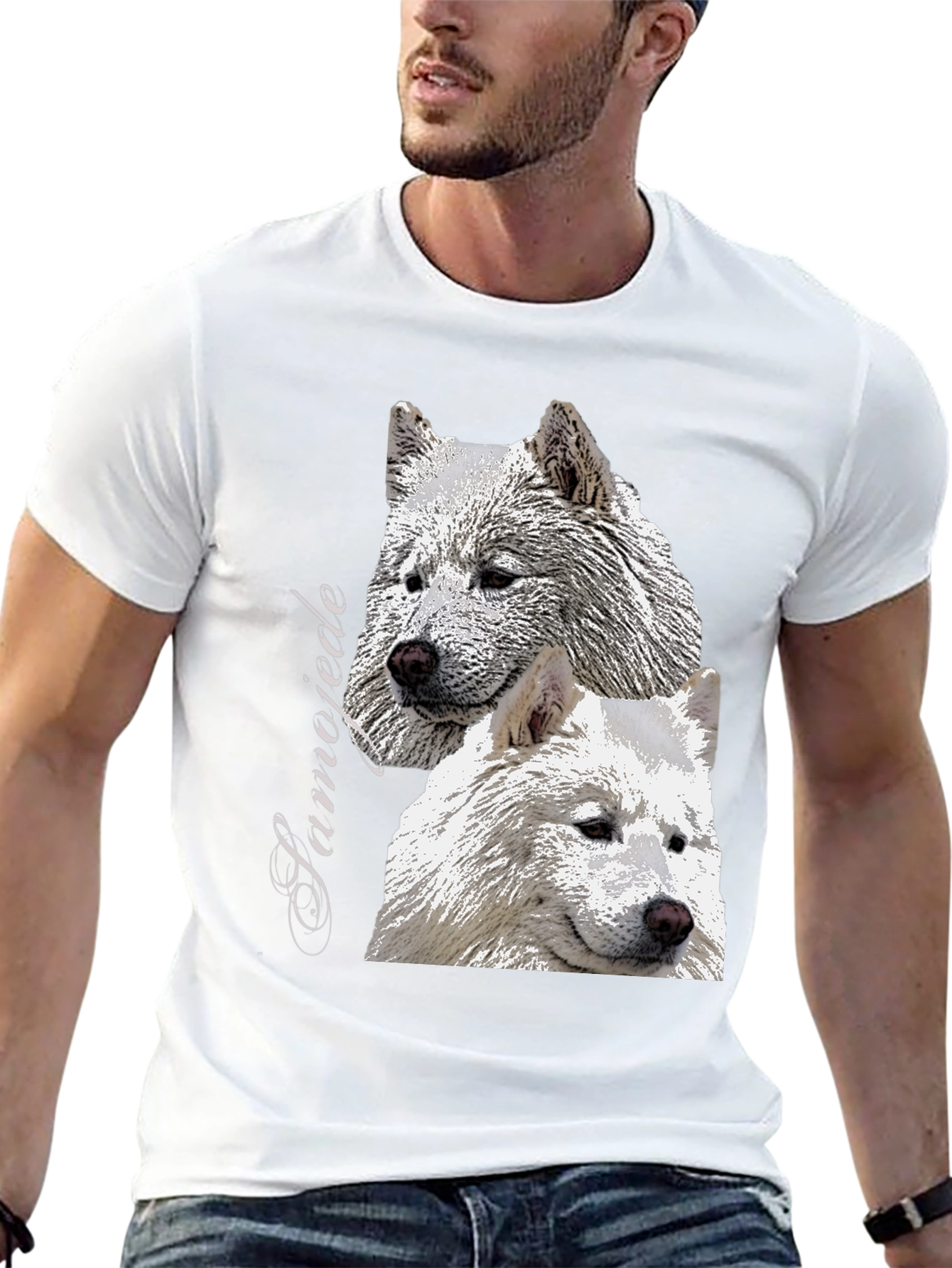 Samojede Dog Graphic Tee - Unisex Black T-Shirt