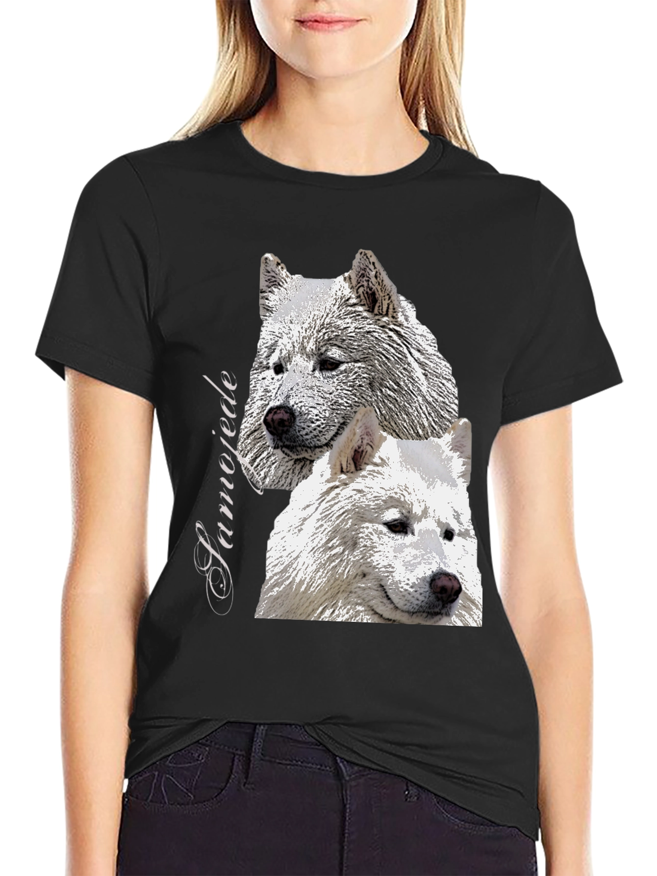 Samojede Dog Graphic Tee - Unisex Black T-Shirt
