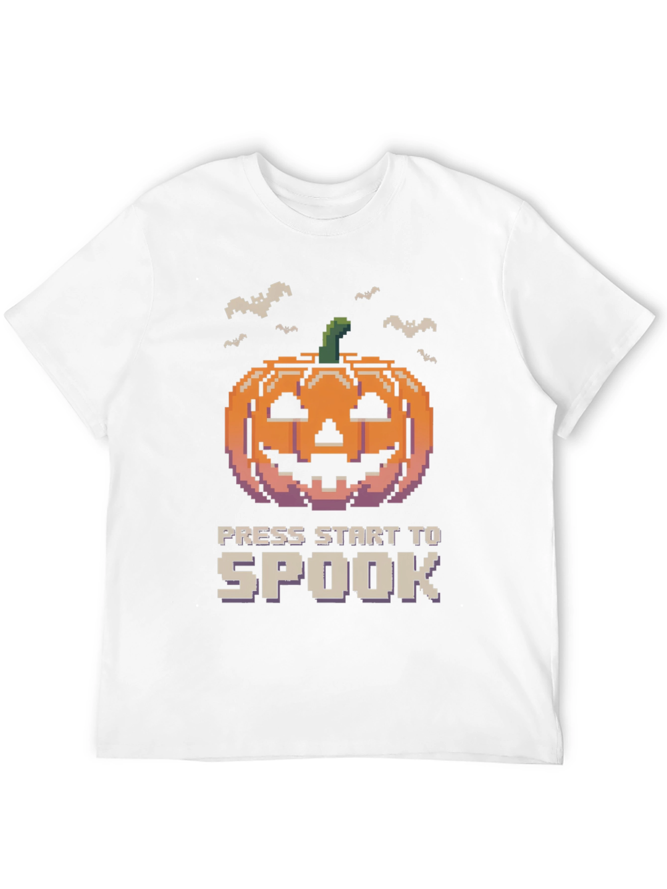 Pixel Pumpkin Press Start to Spook Halloween T-Shirt