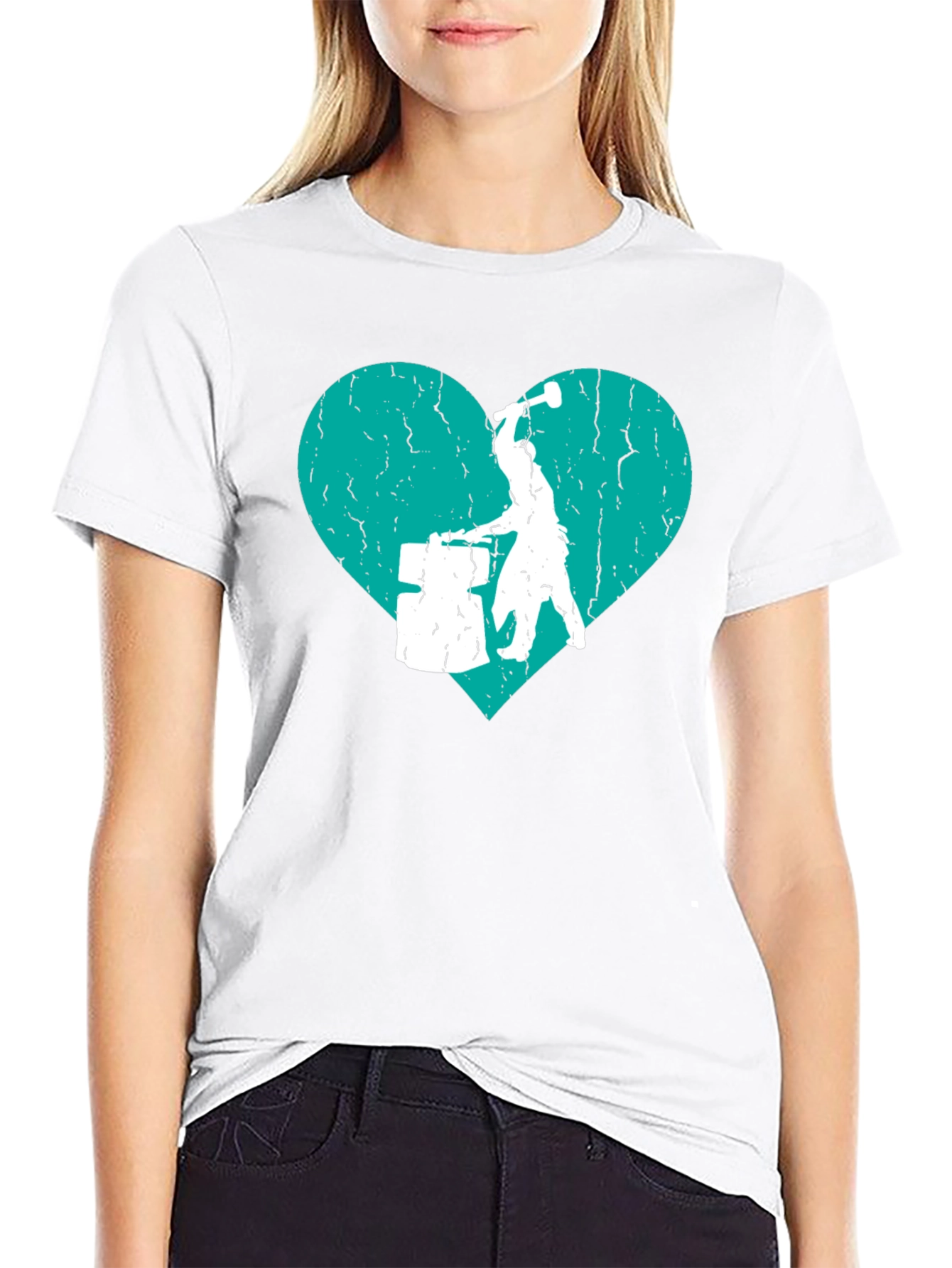 Drummer Heart Graphic Tee - Black Cotton T-Shirt