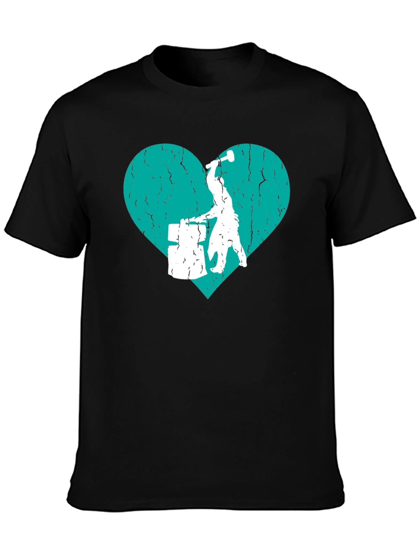 Drummer Heart Graphic Tee - Black Cotton T-Shirt