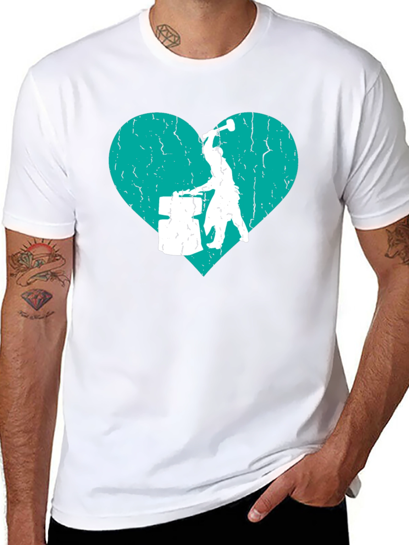 Drummer Heart Graphic Tee - Black Cotton T-Shirt